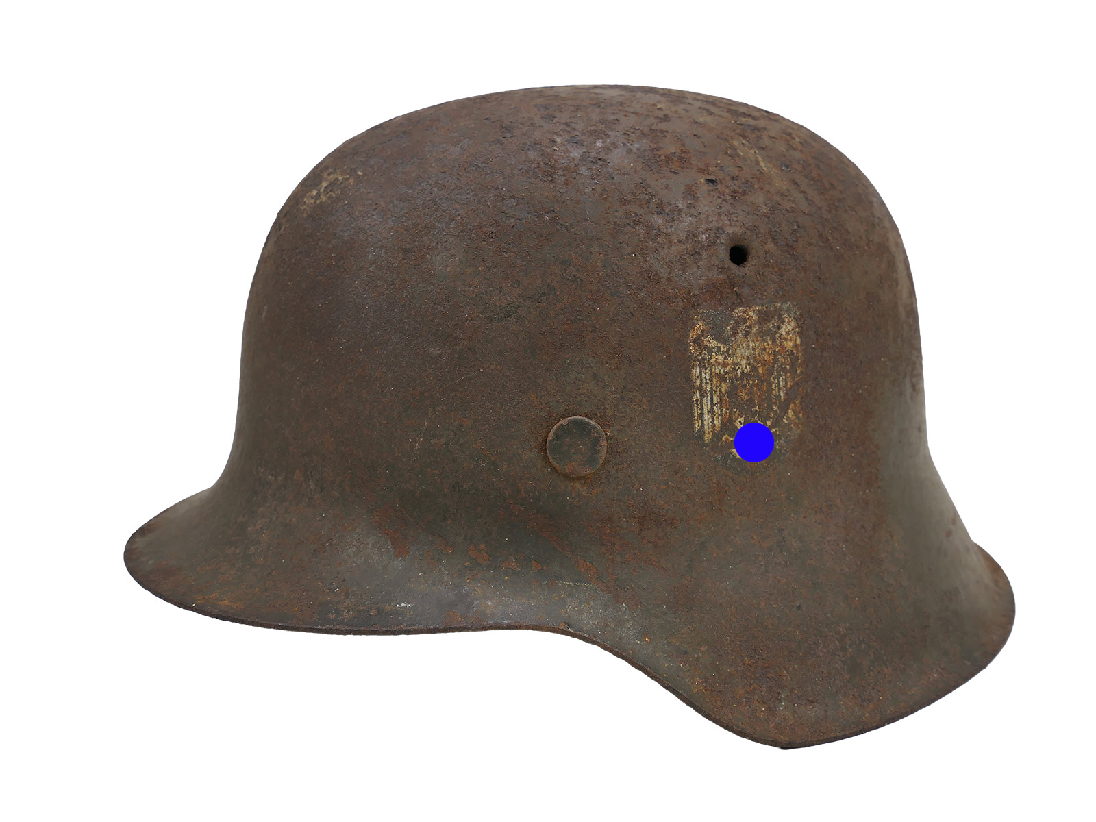 Wehrmacht SD Stahlhelm M42 mit Helmfutter u. Kinnriemen ORIGINAL SCHEUNENFUND