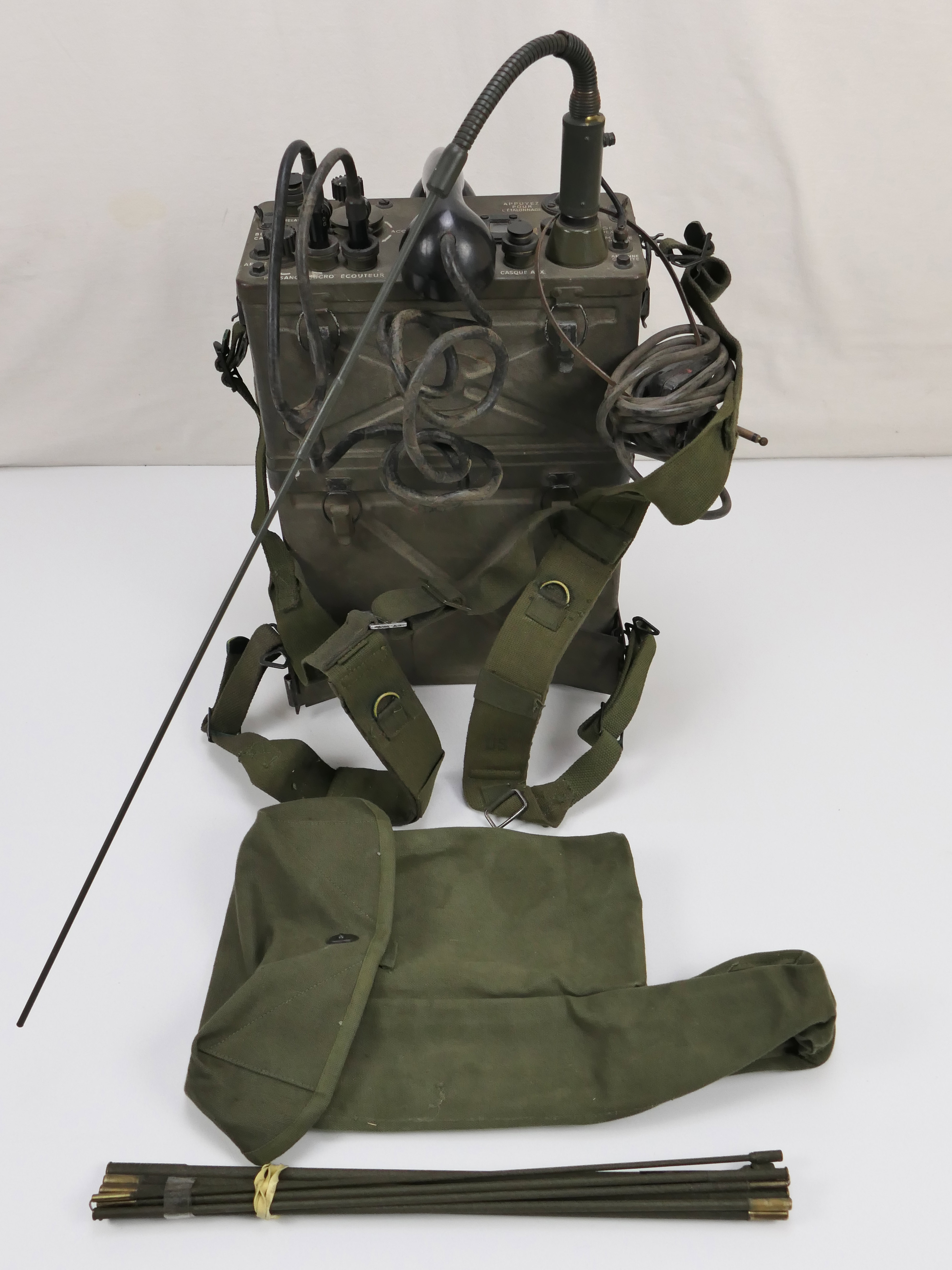 P1737946 Vietnam Legion Ètrangere FUNKGERÄT BC-1000 RADIO + Zubehör Antenne Vietnam Điện Biên Phủ