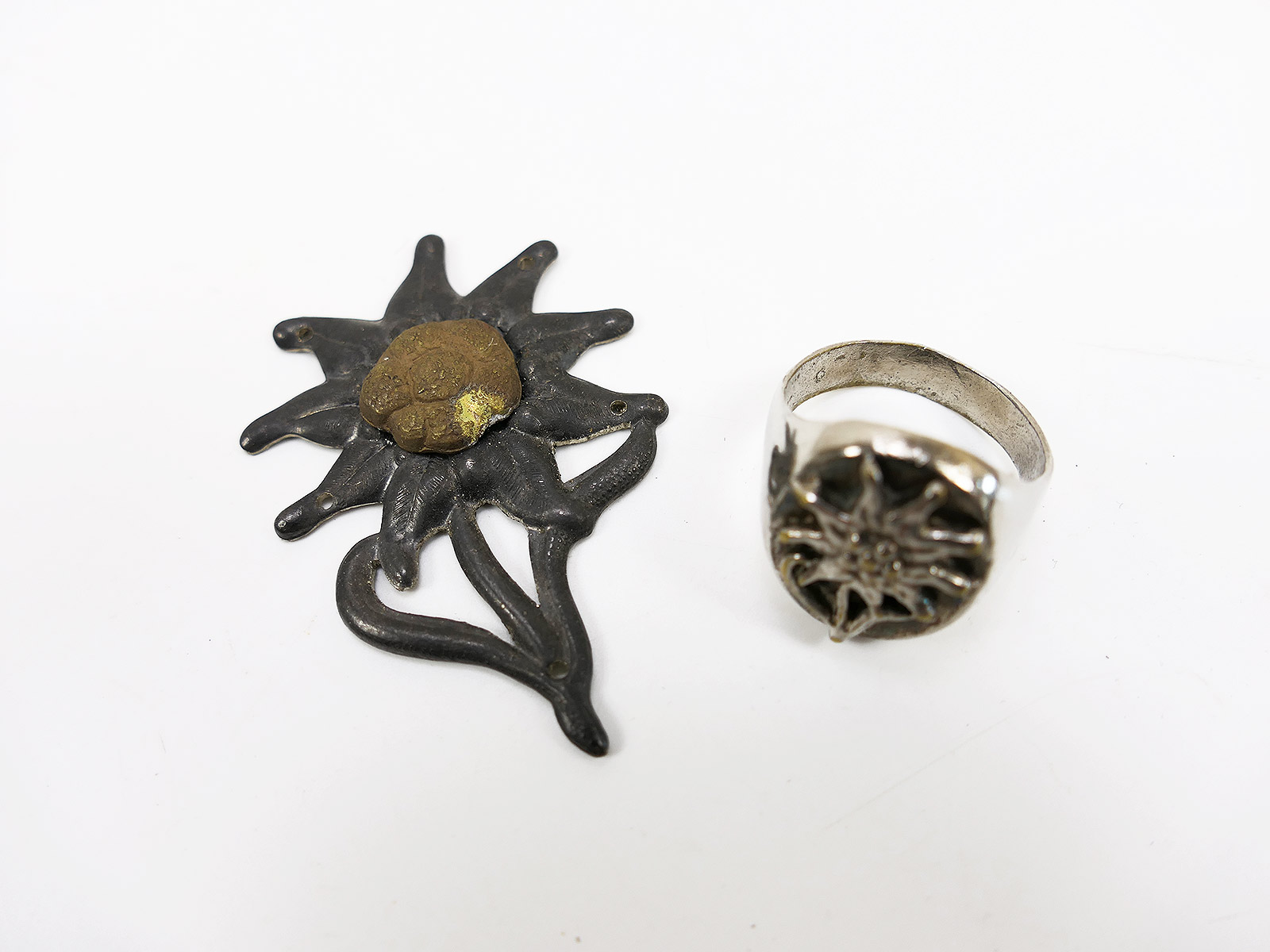 Gebirgsjäger Edelweiß Mützenabzeichen Metall mehrteilig Bergmütze + Ring Traditionsring 20mm