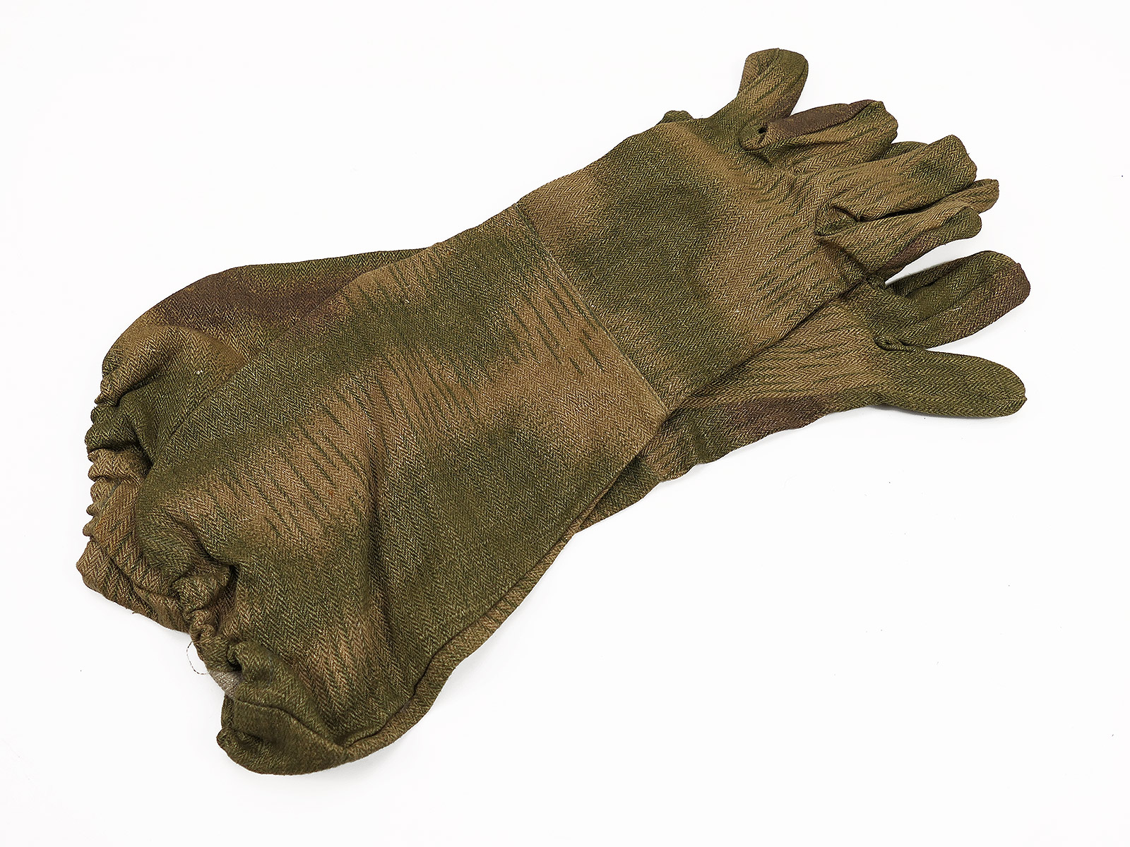Paar Fallschirmjäger Stulpen Handschuhe aus Original Fischgrät Sumpftarn Stoff 9-9.5
