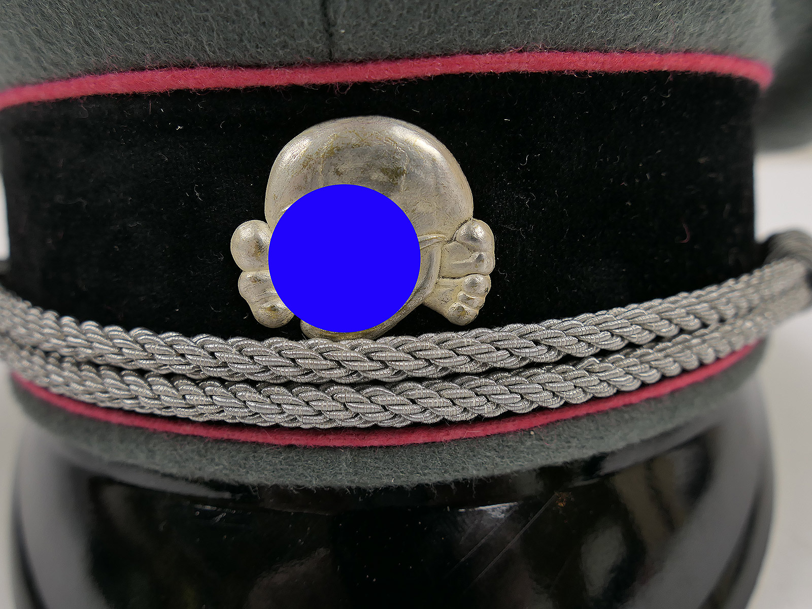 Waffen SS Schirmmütze Offizier PANZERTRUPPE Gr.58 Top Museumsanfertigung mit Metall Effekten