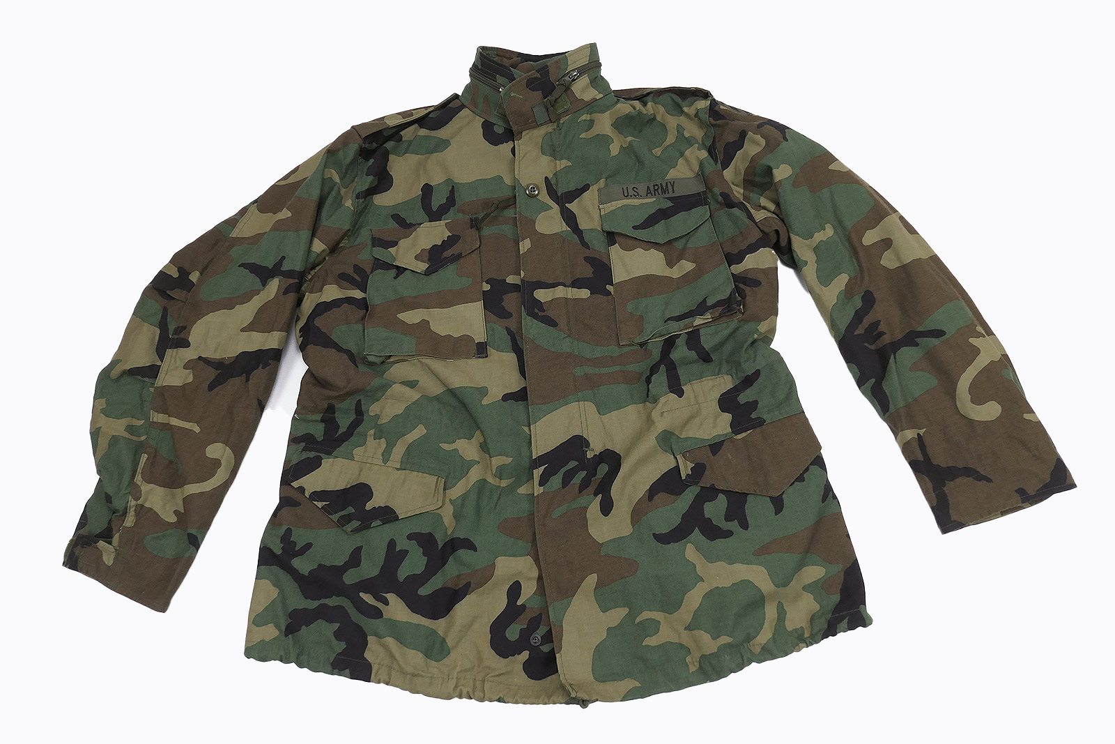 Top! US Cold Weather Field Jacket M65 Feldjacke Woodland Gr. Large Long Biker Tarnjacke