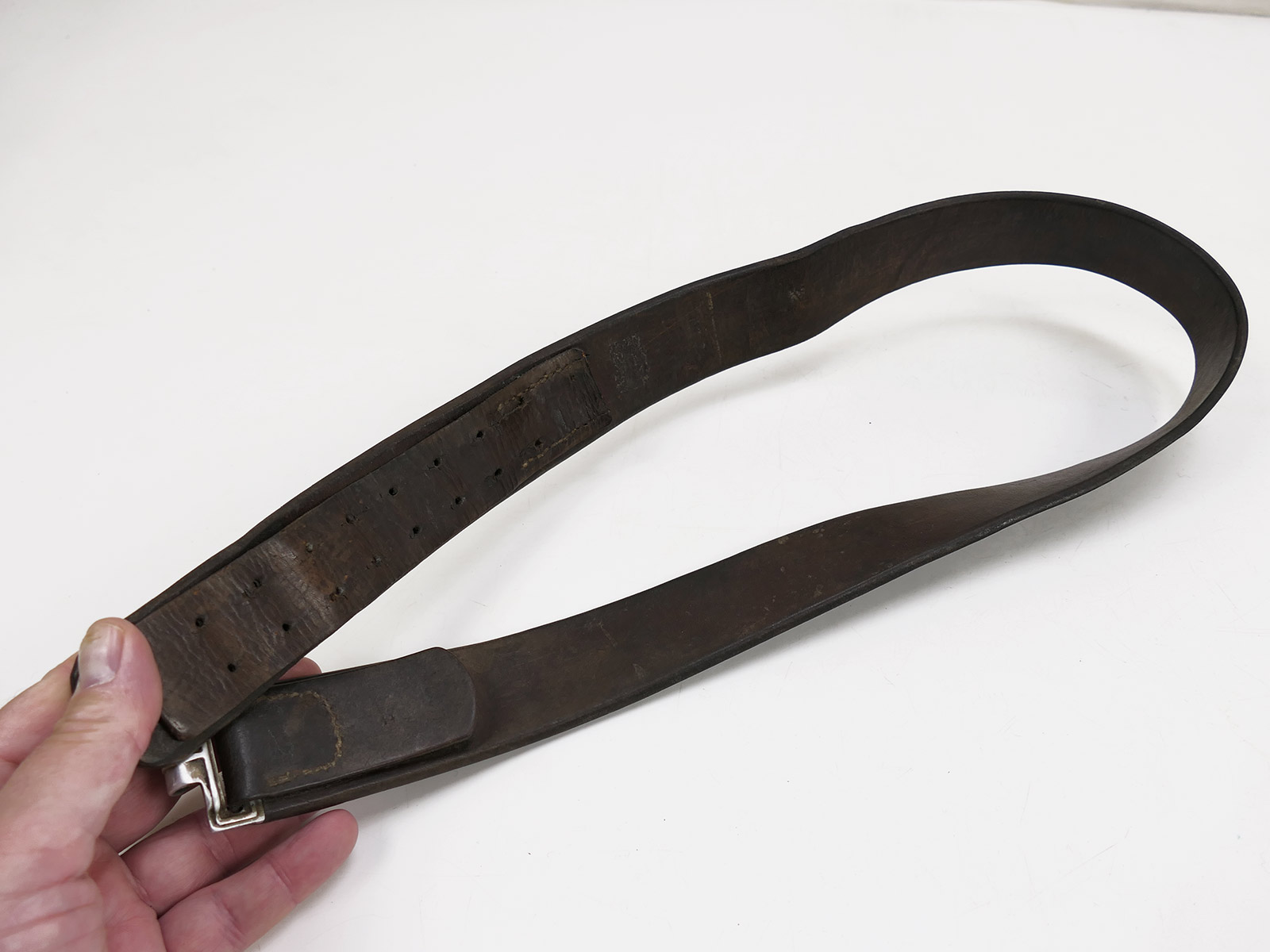 Wehrmacht / Luftwaffe Koppel / Koppelriemen Lederkoppel 98cm 1938 datiert COLLECTION BATTLE WORN