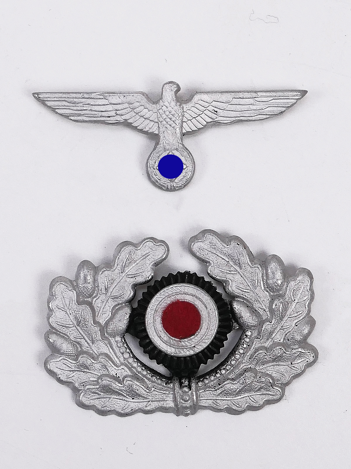 Wehrmacht Satz Assmann Effekten Mützenadler + Eichenlaubkranz mit Kokarde für Schirmmütze