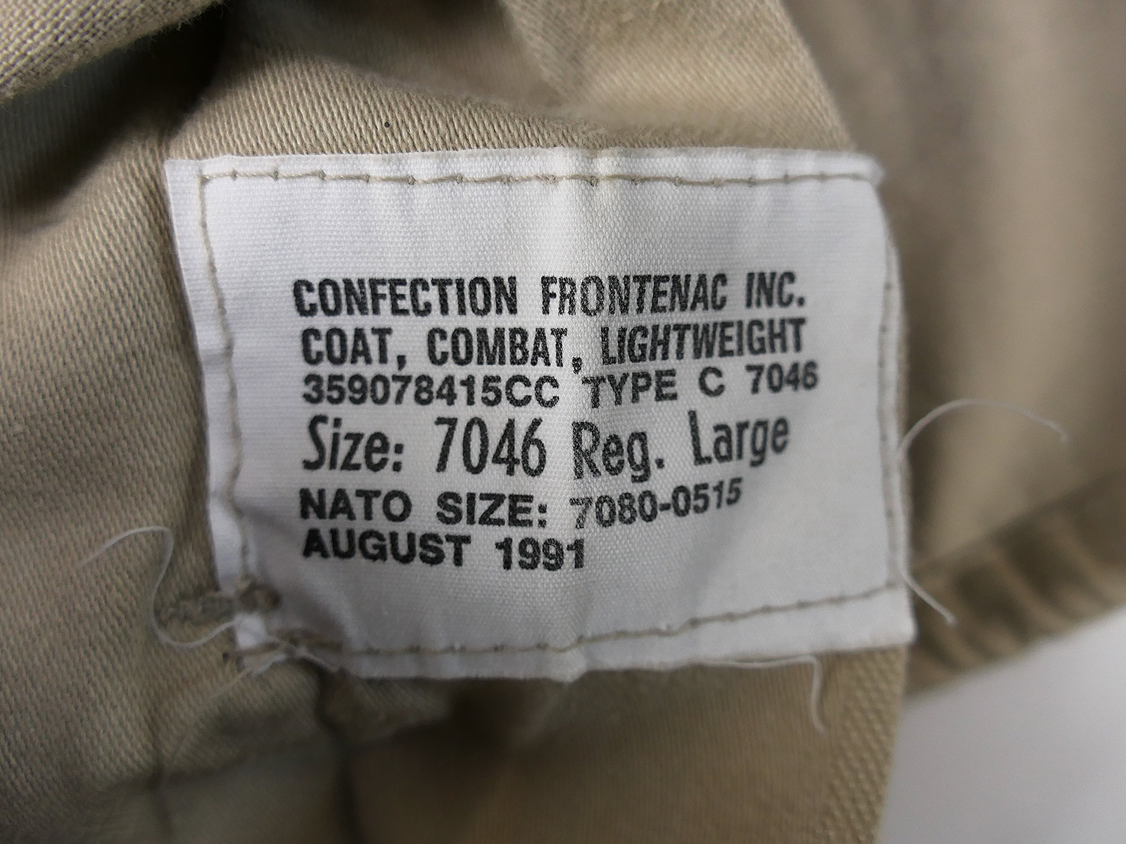 Canada Canadian Army leichter Smock Combat Lightweight Einsatzjacke Khaki Gr. Large