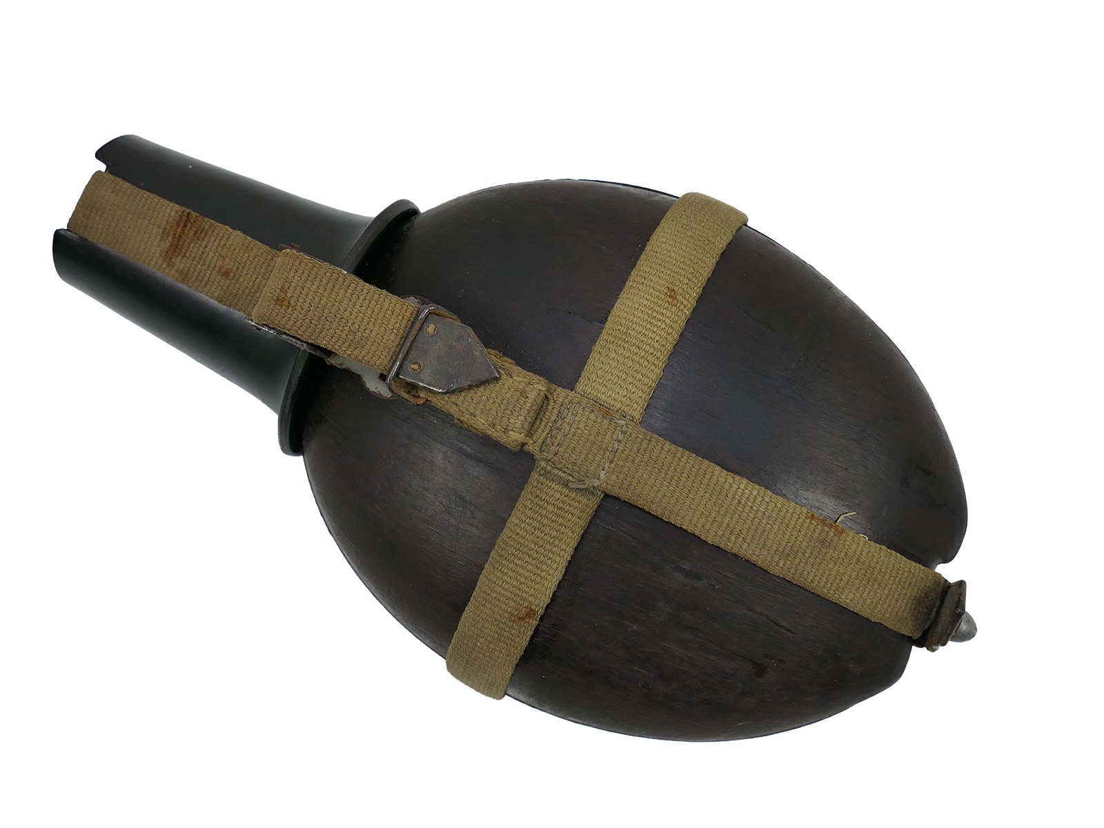 Wehrmacht DAK Afrikakorps Feldflasche Kokosnuss Tropen H.R.E.42 mit Becher COLLECTION BATTLE WORN