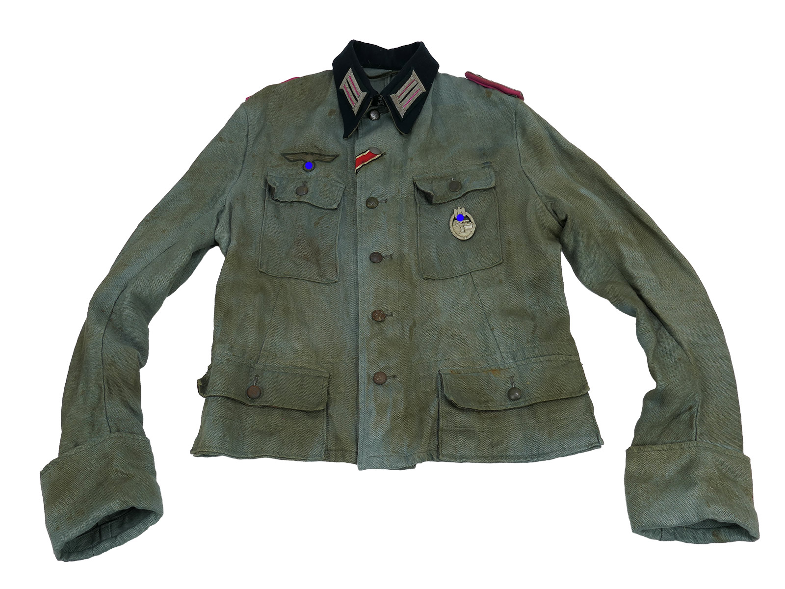 Wehrmacht M41 Offiziers Sommer Feldbluse Uniform Oberleutnant Panzerzug COLLECTION BATTLE WORN