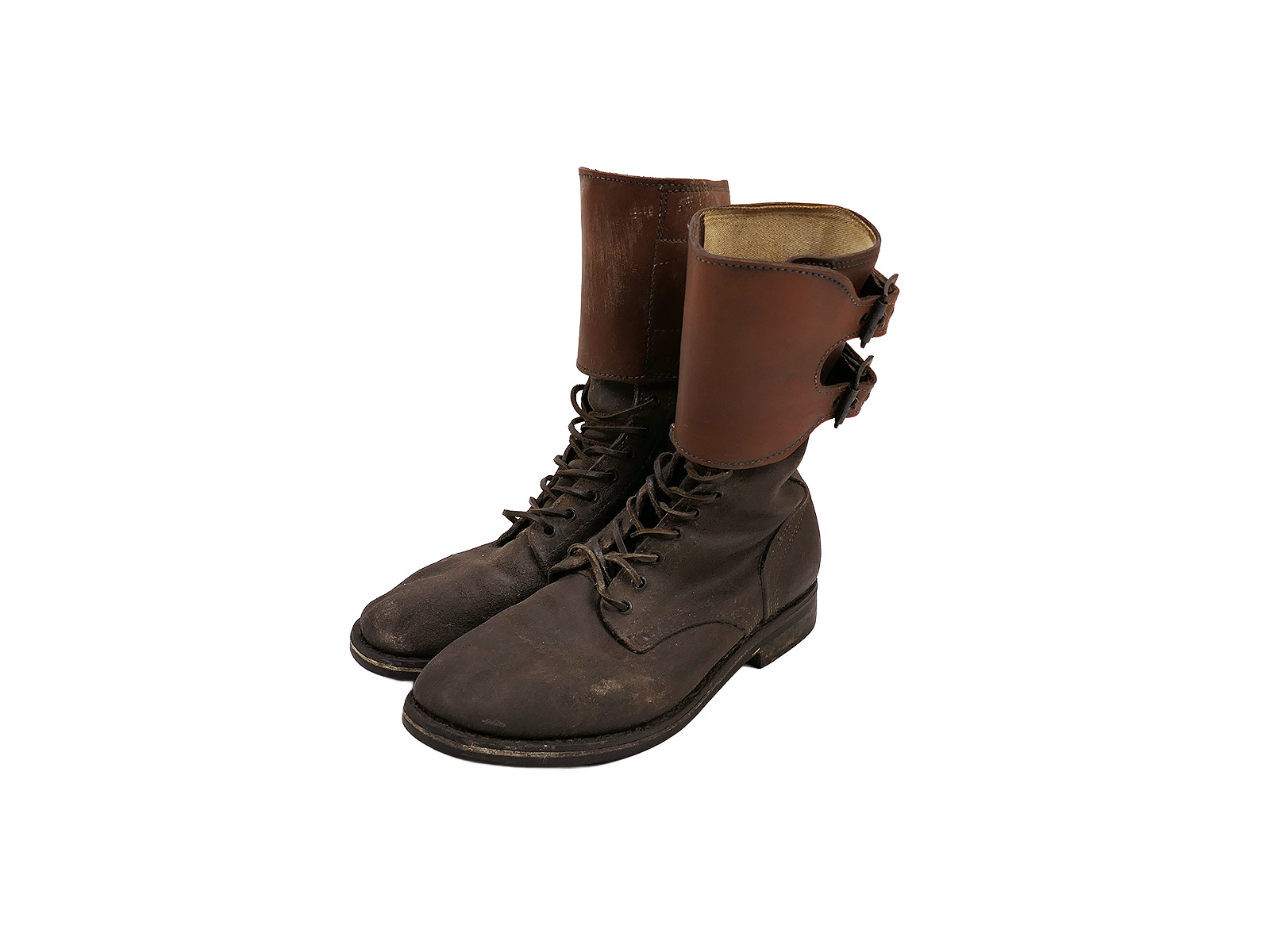 Einzelpaar - VINTAGE US WW2 M-1943 Buckle Boots Stiefel Gr.43 COLLECTION BATTLE WORN 