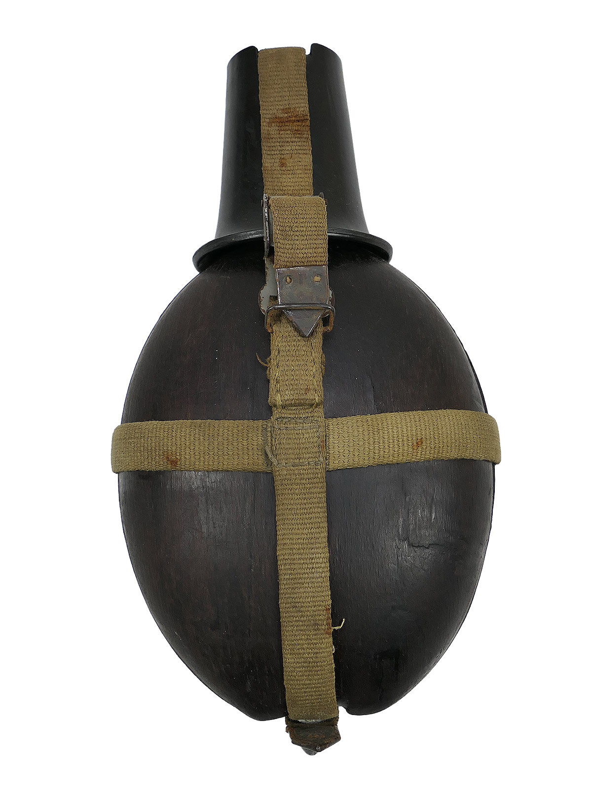 Wehrmacht DAK Afrikakorps Feldflasche Kokosnuss Tropen H.R.E.42 mit Becher COLLECTION BATTLE WORN