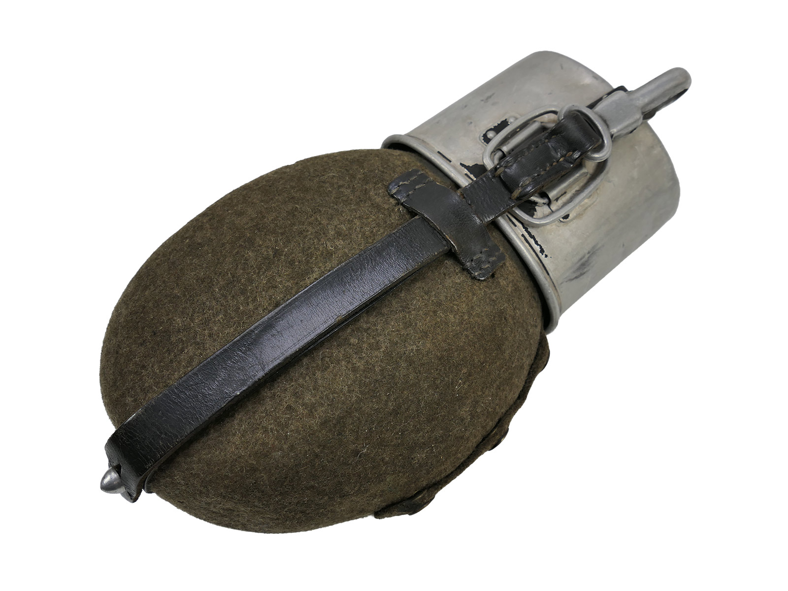 Wehrmacht Feldflasche ESB40 mit Original Alu Becher WAL39  COLLECTION BATTLE WORN