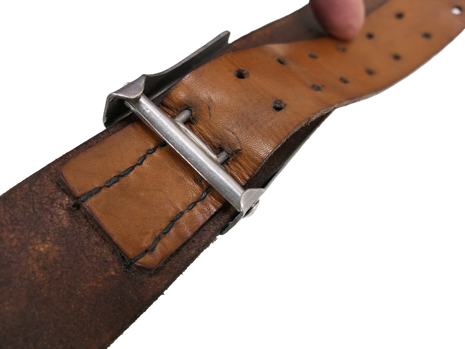 Luftwaffe Vintage Koppel / Koppelriemen Lederkoppel 105cm mit LW Flieger Alu Koppelschloss BATTLE WORN