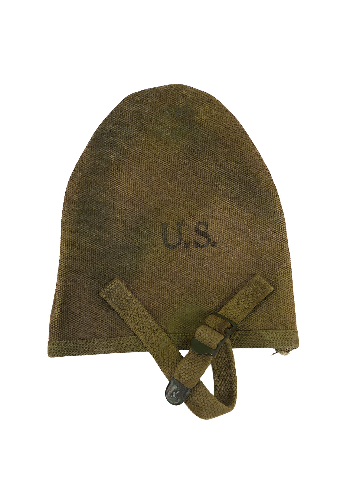 Original US ARMY WW2 Cover Tasche 1942  für T-Shovel mit original CAMOUFLAGE / Schaufel Spatenhülle  BATTLE WORN