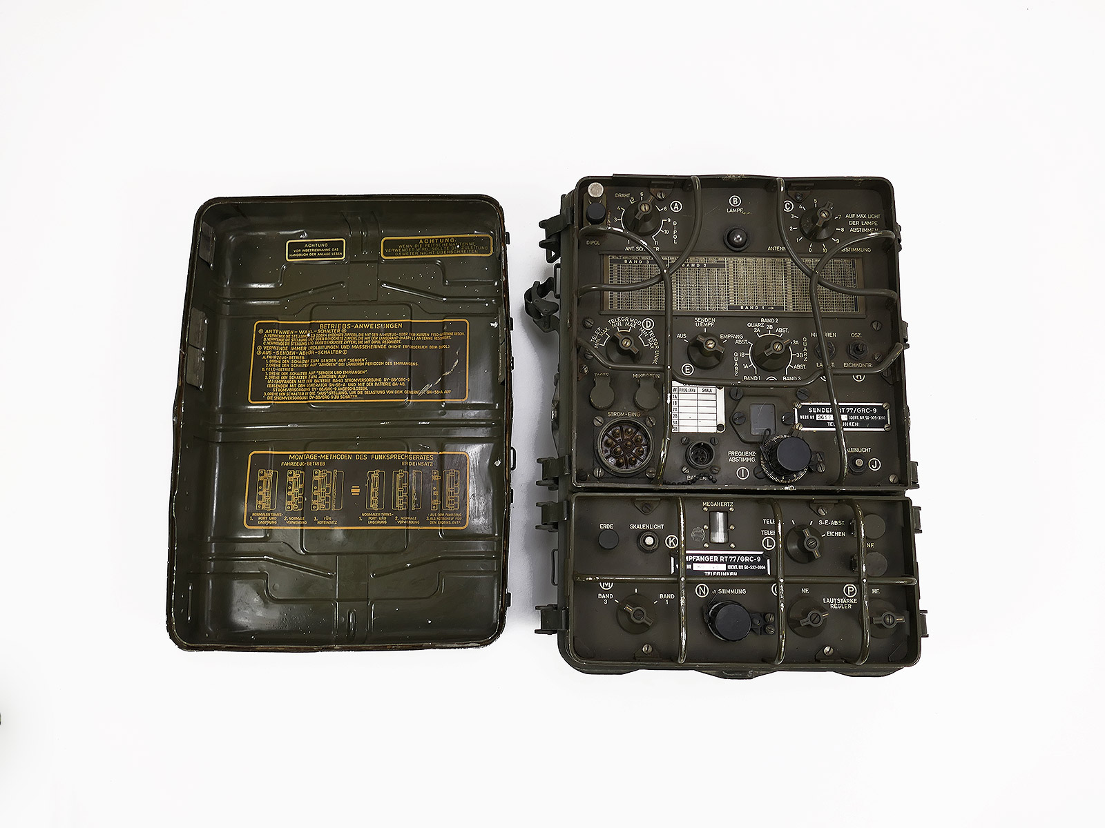 #B/ US ARMY / Telefunken RECEIVER TRANSMITTER RT-77 / GRC-9 Radio Sender Empfänger Funkgerät + Deckel