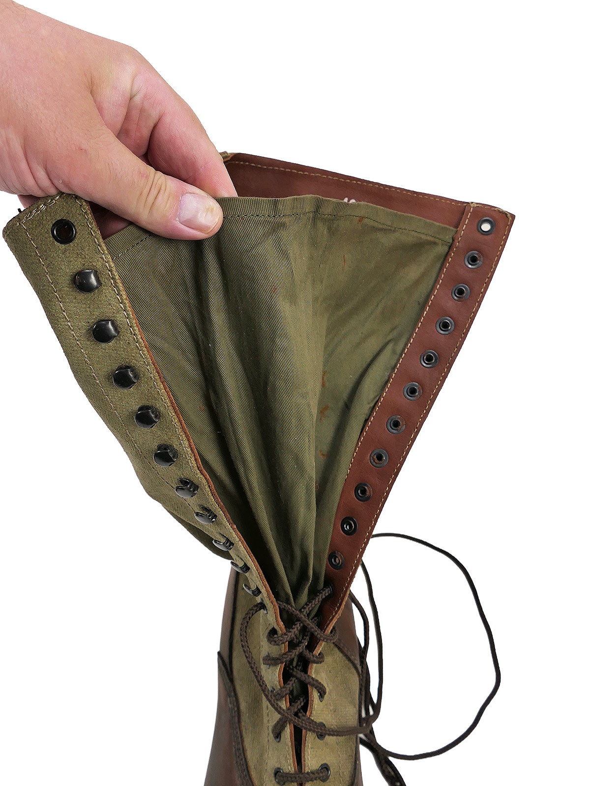 Einzelpaar - Wehrmacht DAK Tropenstiefel Hoch Afrikakorps Stiefel Gr.46 COLLECTION BATTLE WORN