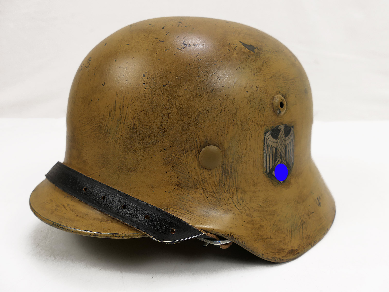 Wehrmacht DAK Afrikakorps Stahlhelm TYP M35 mit Helmfutter Gr.58 Tropenhelm BATTLE WORN