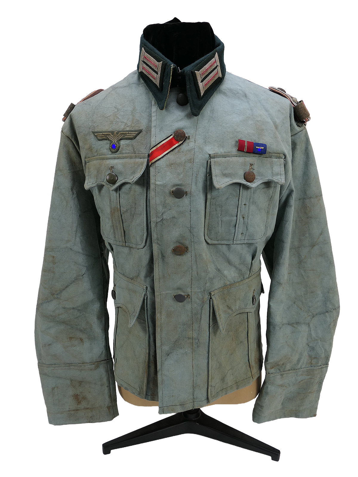 Wehrmacht M41 Offiziers Sommer Feldbluse Uniform Leutnant Panzerjäger COLLECTION BATTLE WORN