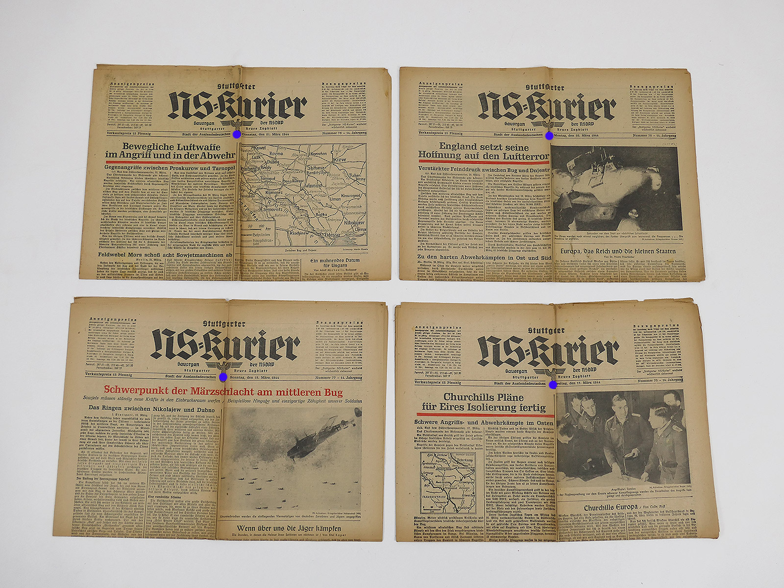 #K8/ 4x Stuttgarter NS-Kurier Zeitung 14.Jg. Ausgaben März 1944 Zeitschrift der NSDAP Gauorgan