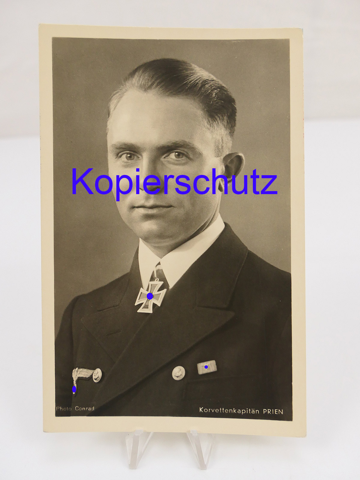 #79/ Postkarte / PK Portrait Kriegsmarine Korvettenkpt. PRIEN / Foto Karte Ritterkreuzträger