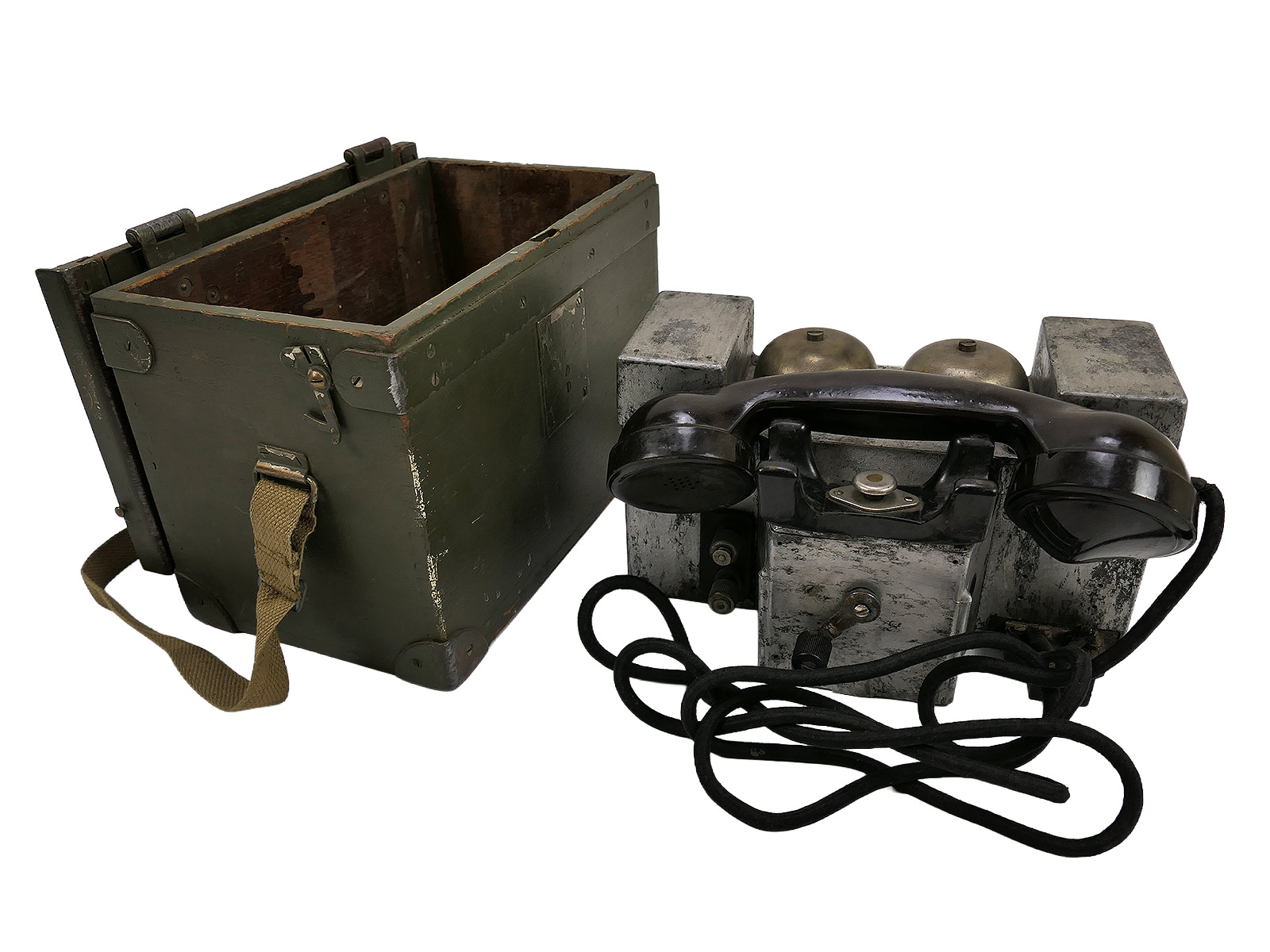 Normandie 1944 Vintage WW2 Canadian Type F MK1 Field Telephone Set Collection BATTLE WORN