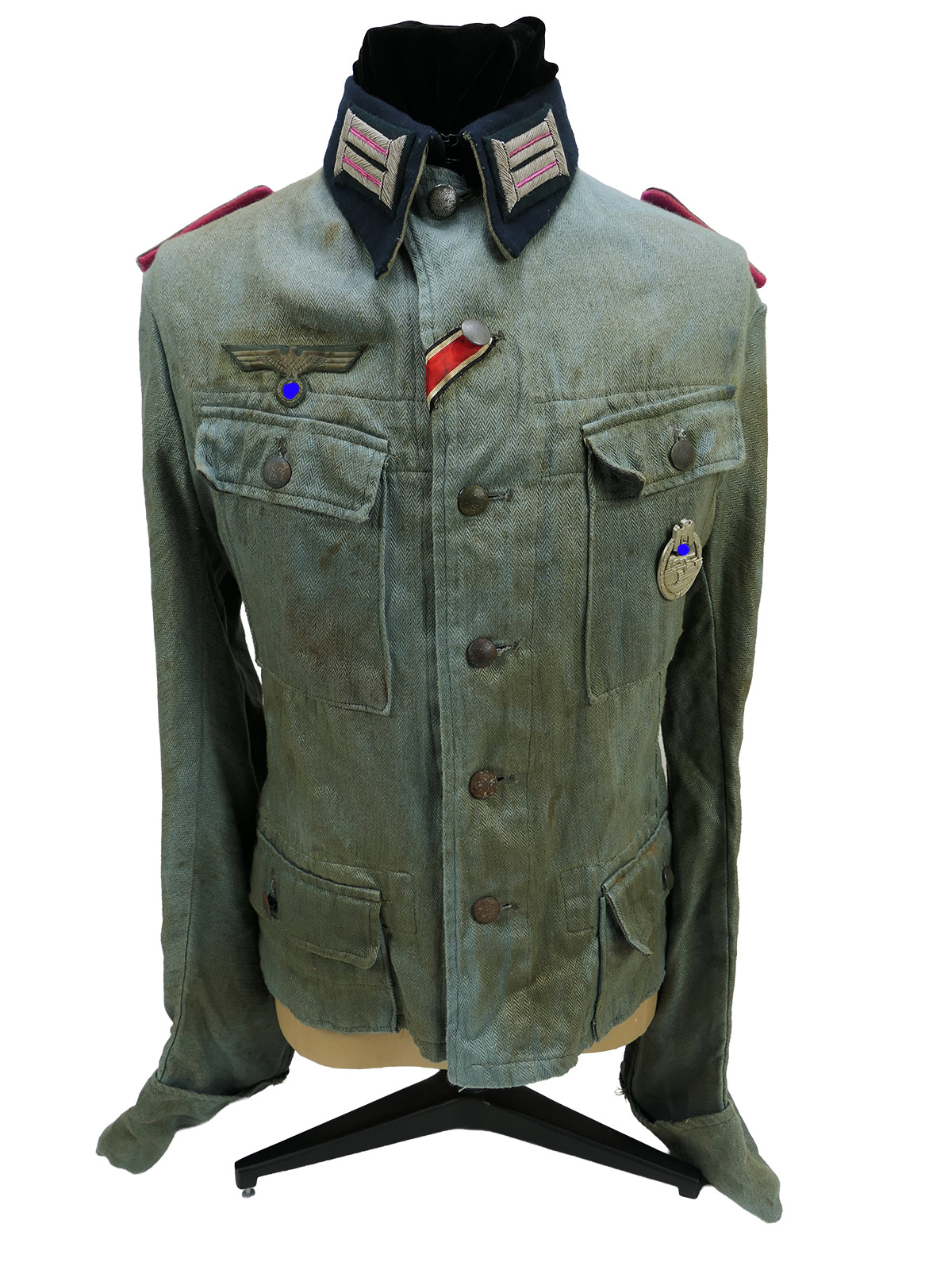 Wehrmacht M41 Offiziers Sommer Feldbluse Uniform Oberleutnant Panzerzug COLLECTION BATTLE WORN