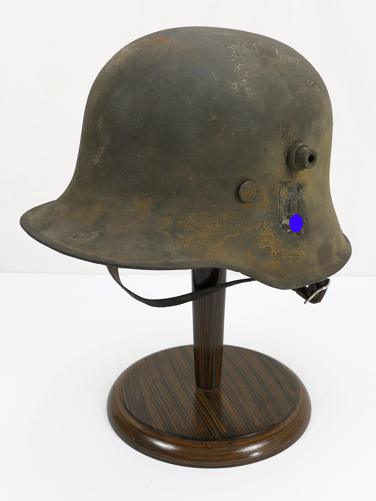 P1760190 M18 Stahlhelm SD Hörnerhelm mit Innenfutter u. Kinnriemen Battleworn