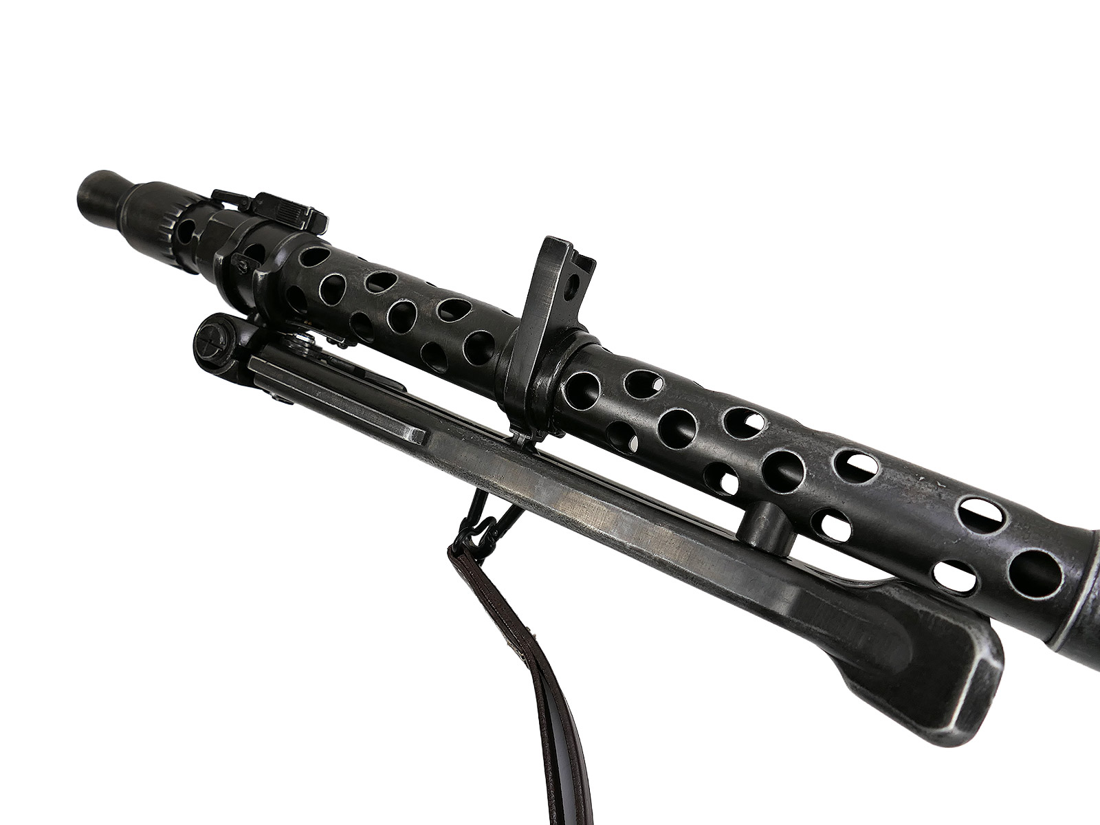 Wehrmacht Maschinengewehr MG34 Deko Modell Filmwaffe Metall mit Holz Schulterstütze und Trageriemen