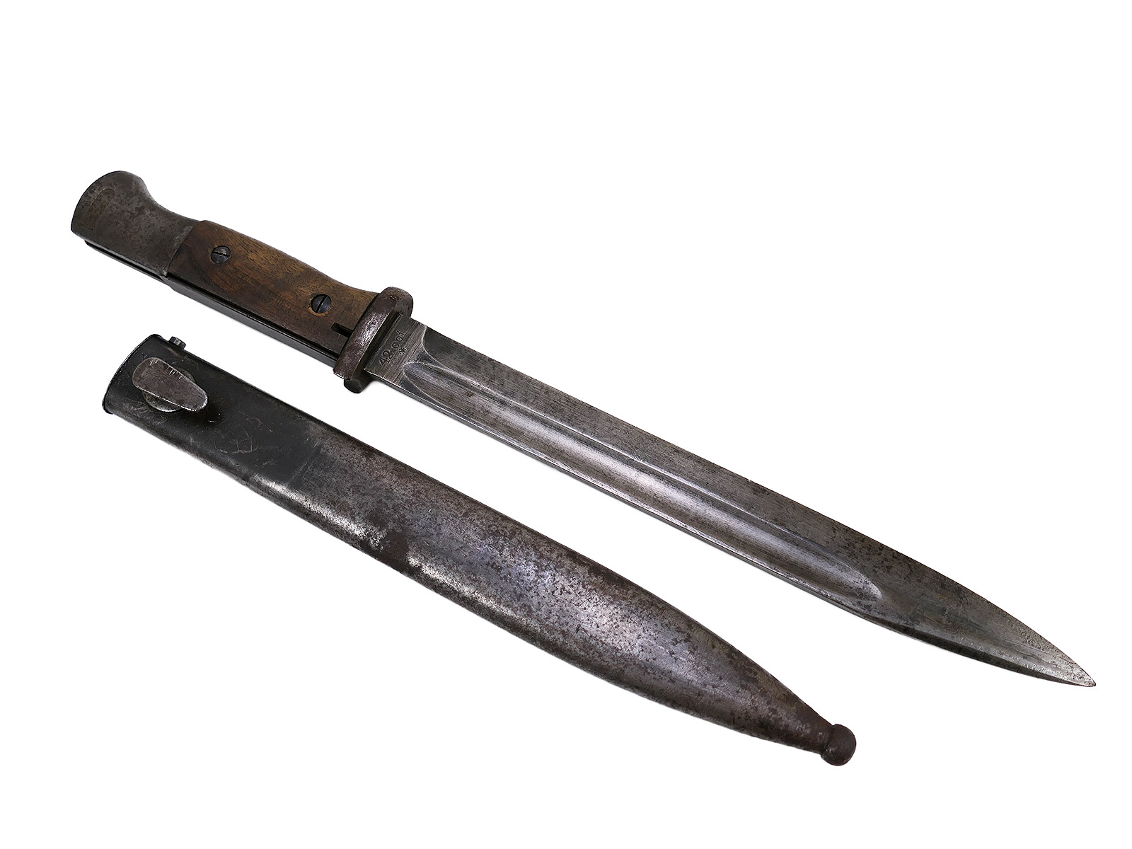 Wehrmacht Bajonett M84/98 cof42 Karabiner K98 / Seitengewehr mit Scheide BATTLE WORN