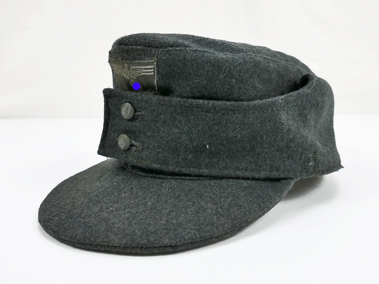 Wehrmacht M43 Feldmütze Italienisches Wolltuch bläulich mit Trapez Effekten Gr. 59 mit RBNr.