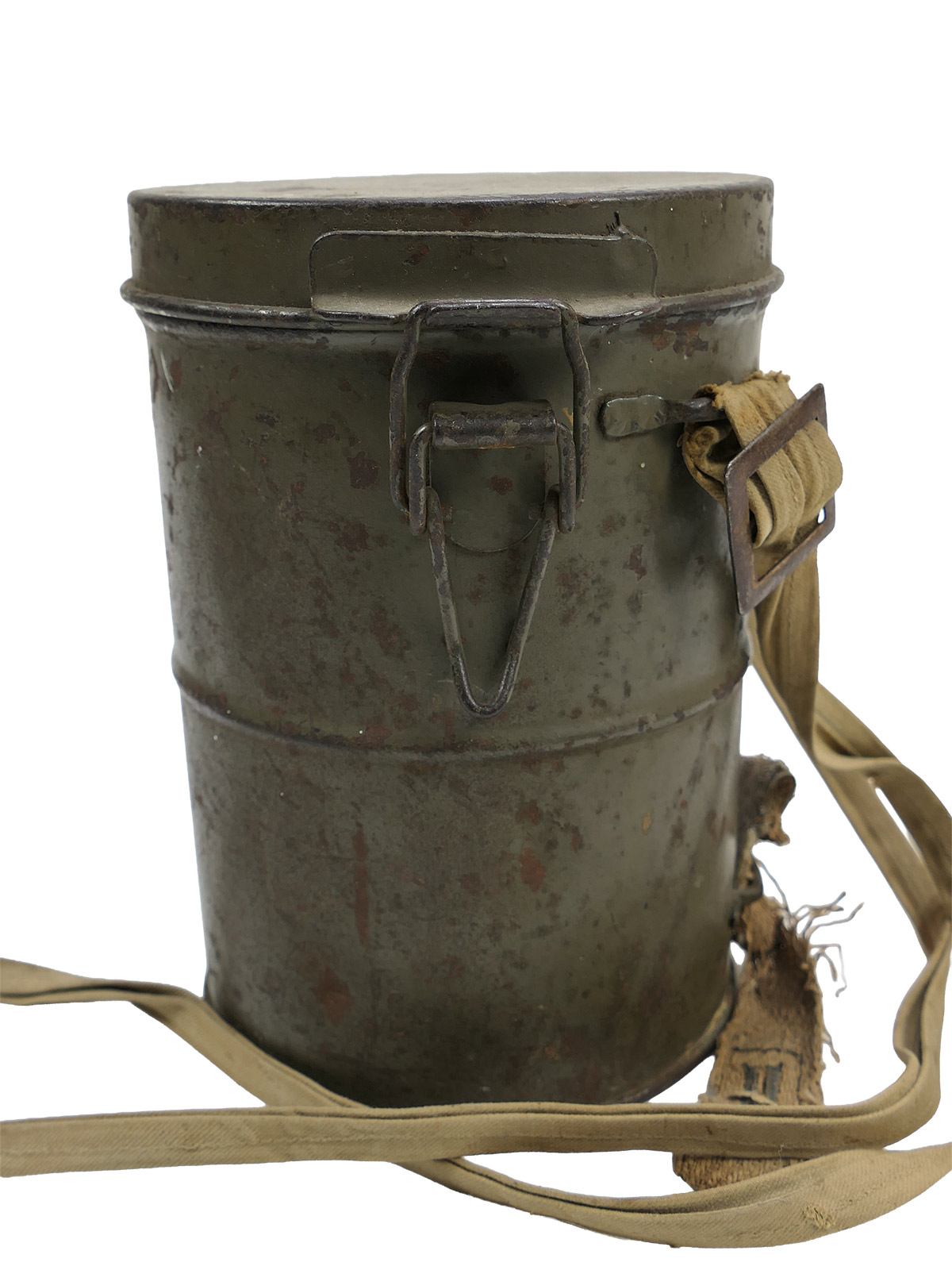 WK1 Original Leder Gasmaske M17 + Filter in Original Bereitschaftsbüchse COLLECTION BATTLE WORN