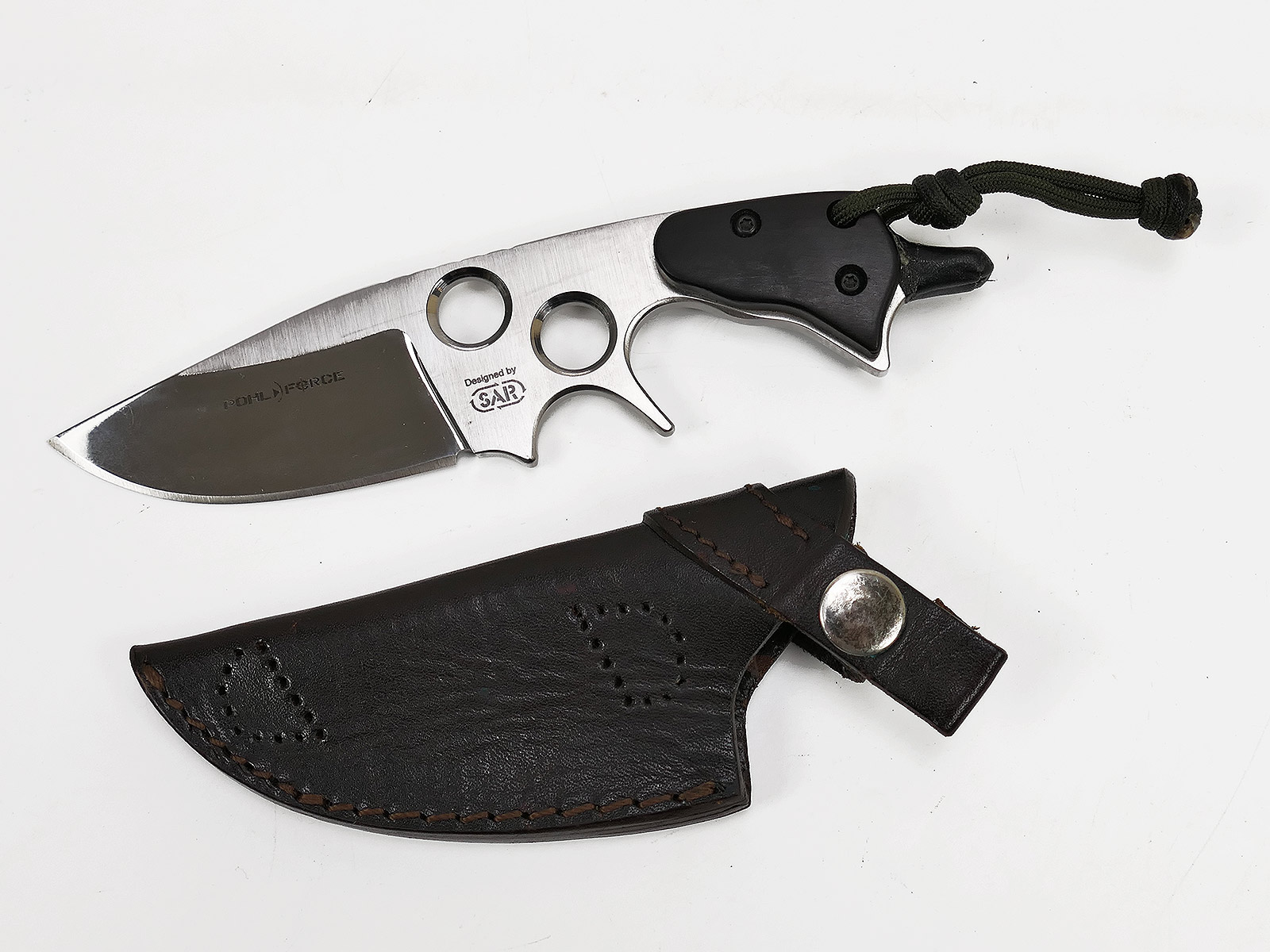POLE Force Hornet XL Outdoor Messer mit Leder Scheide Tactical Knife