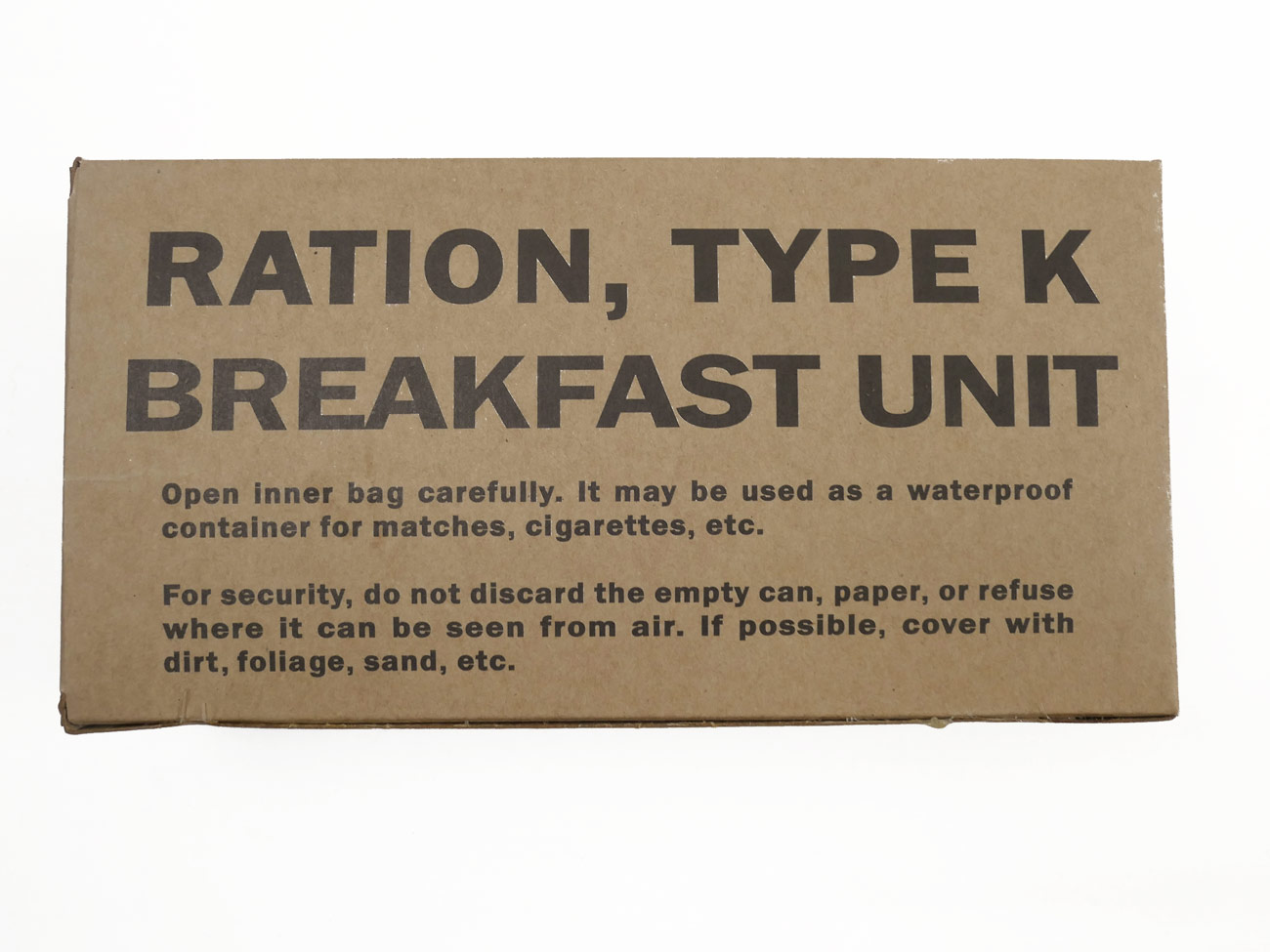 US ARMY WW2 Rations Type K Breakfast Unit /  Rationen Box Karton Verpflegung