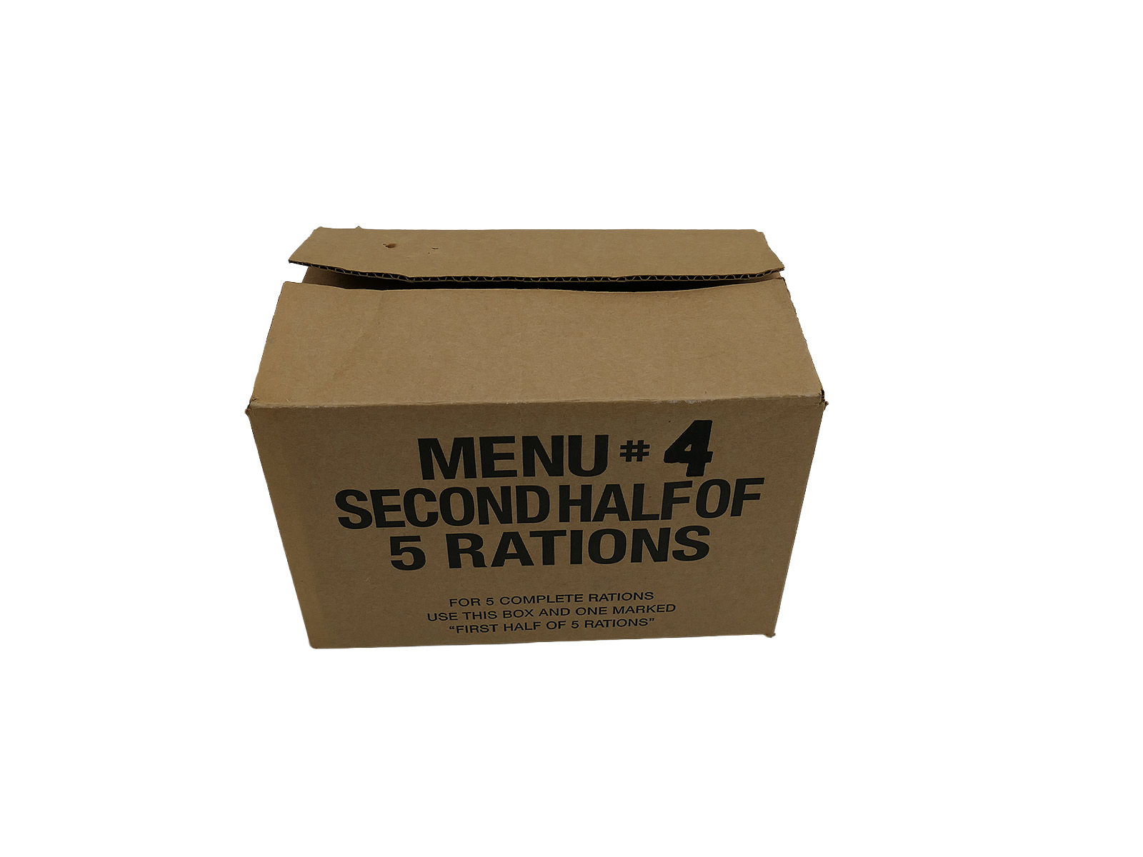 #2 Original US Army WW2 Umverpackung Karton f. Verpflegung Ration Menu #4 2nd Half of 5 Rations Kopie