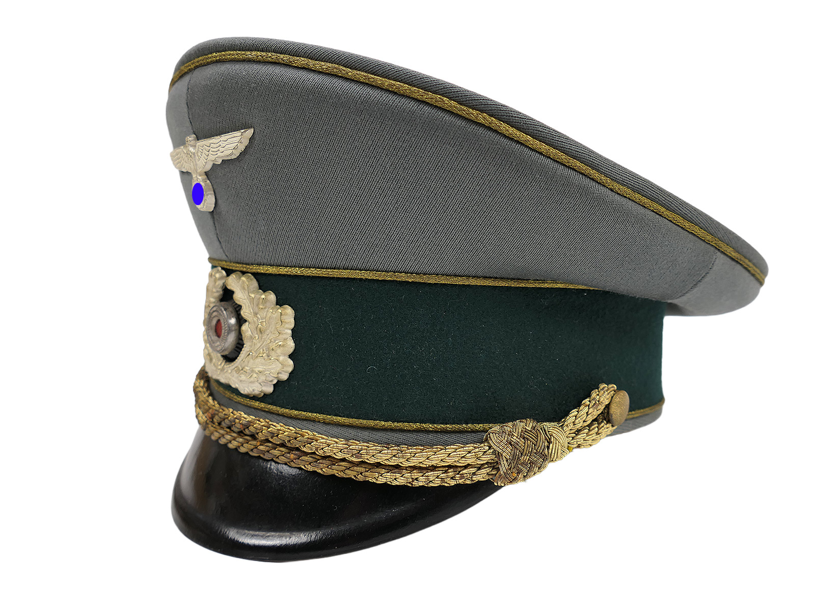 Wehrmacht Frühe Schirmmütze General Gr.57 Premium Museumsanfertigung mit Original Silbernen Effekten COLLECTION