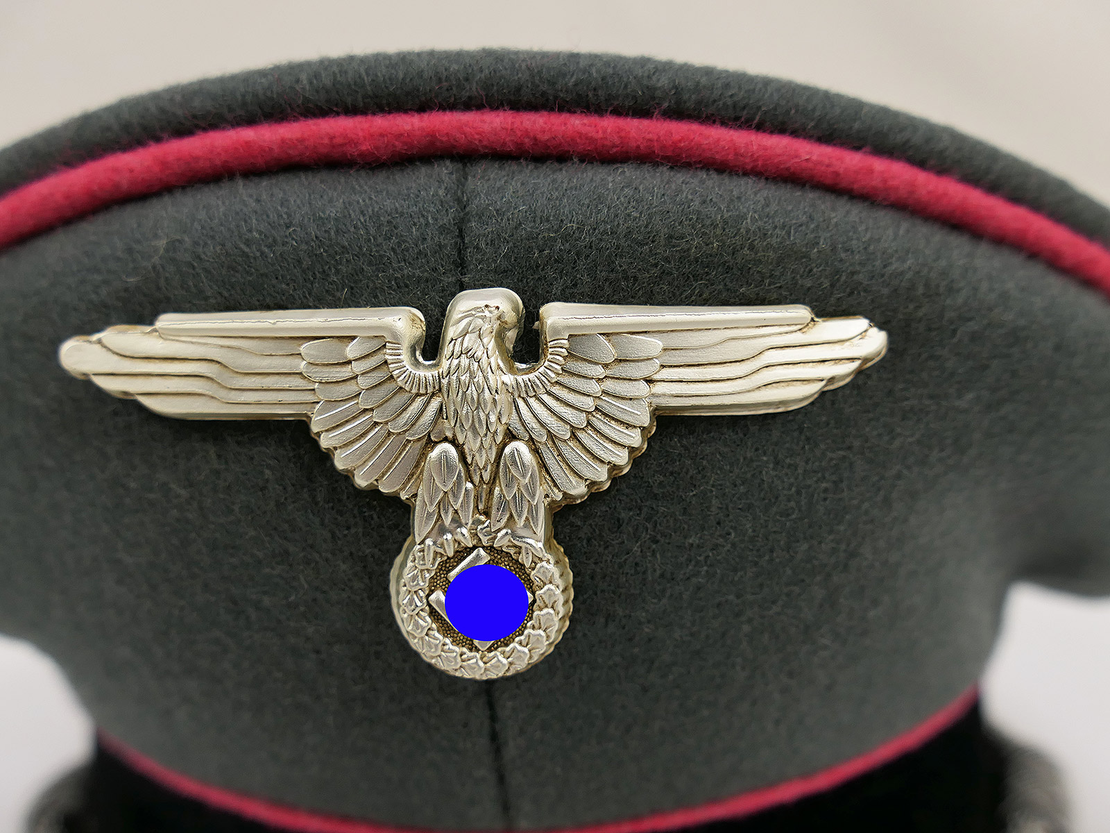 Waffen SS Schirmmütze Offizier PANZERTRUPPE Gr.58 Top Museumsanfertigung mit Metall Effekten