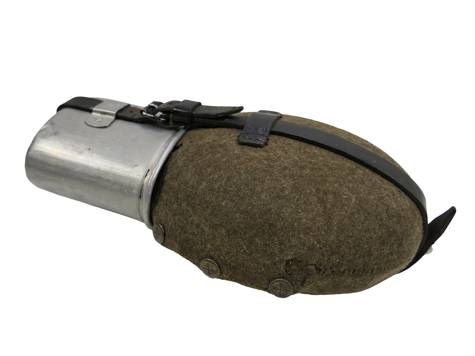 Wehrmacht Feldflasche ESB40 mit Original Alu Becher WAL39  COLLECTION BATTLE WORN