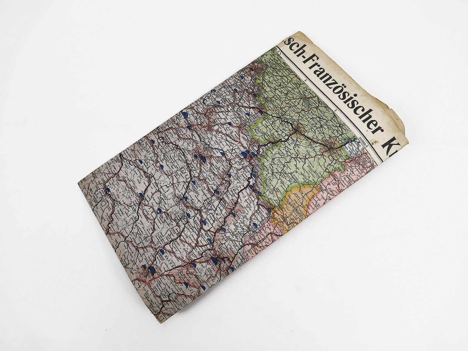  Original Karte Falt Karte Deutschland Belgien Frankreich Deutsch-Französischer Kriegsschauplatz mit Paris