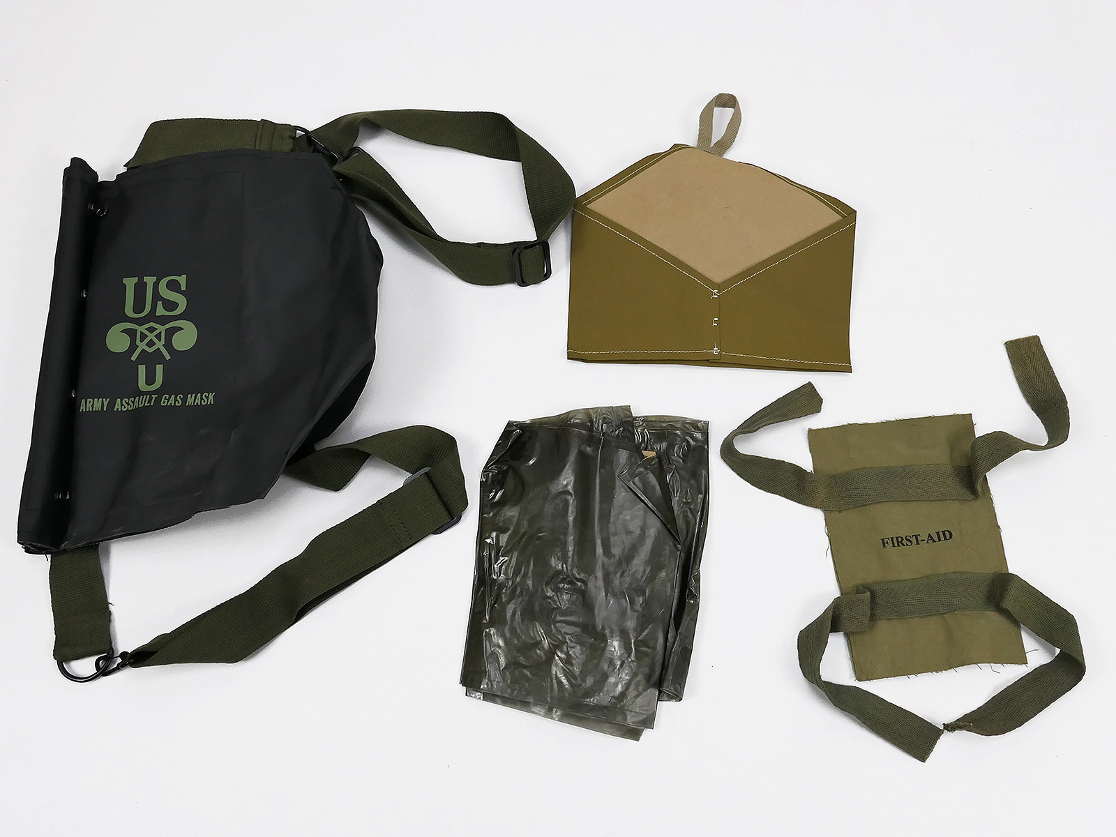 WW2 US ARMY D-Day Normandy SET M7 Gasmaskentasche Rubber Gewehrhülle Spür Armbinde