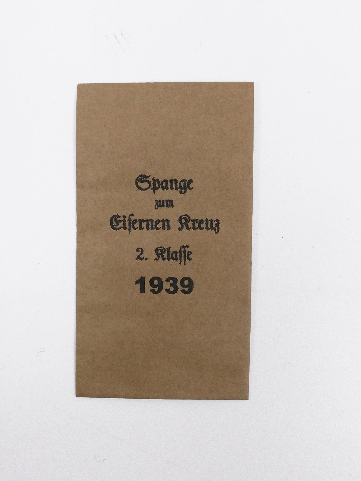 Verleihungstüte für Orden + Auszeichnungen - Spange zum Eisernen Kreuz 2.Klasse 1939