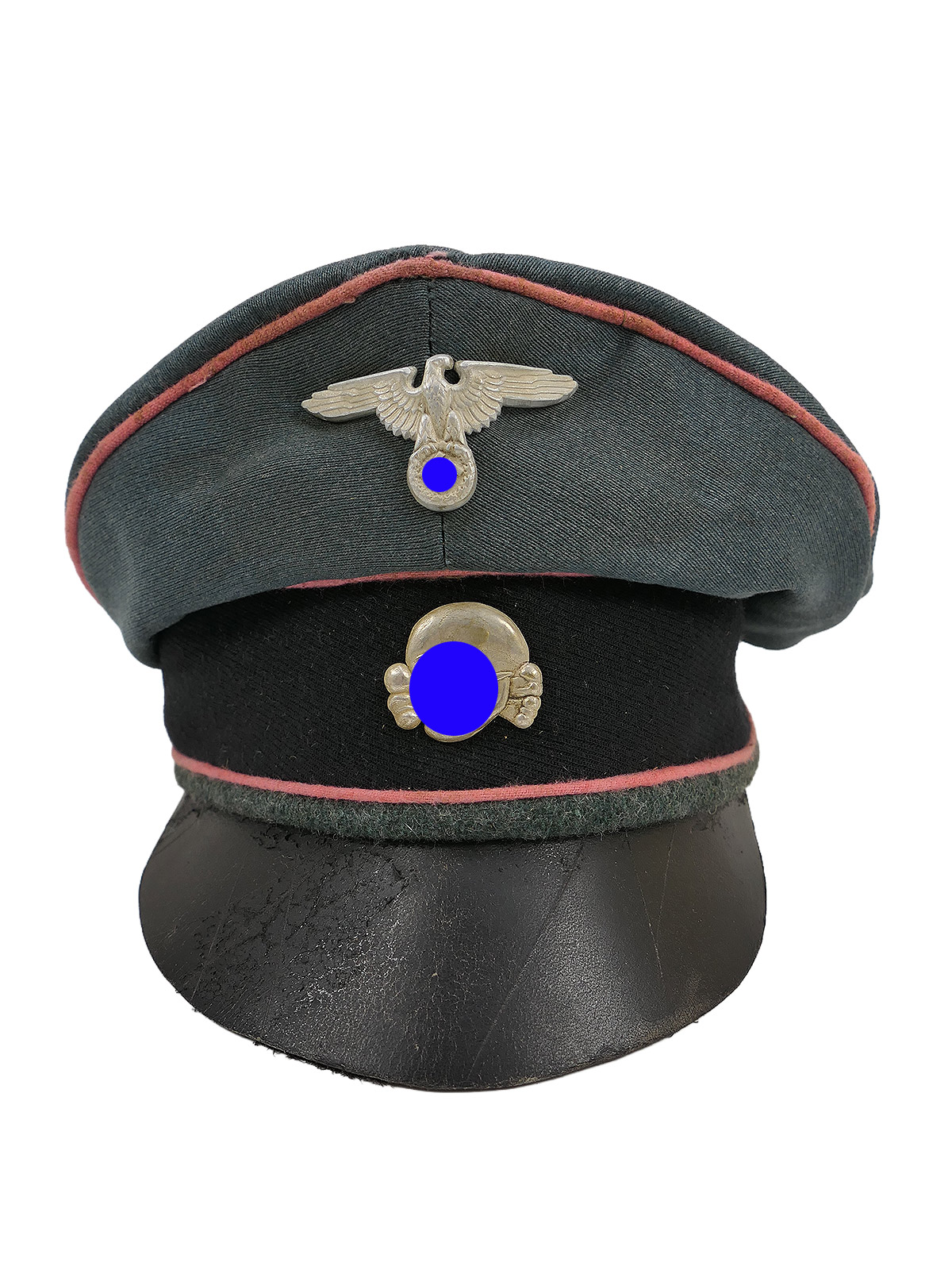 Waffen SS Schirmmütze Panzer Panzerjäger Crusher Cap Alte Art Gr.58 Tornister Knautschmütze COLLECTION BATTLE WORN