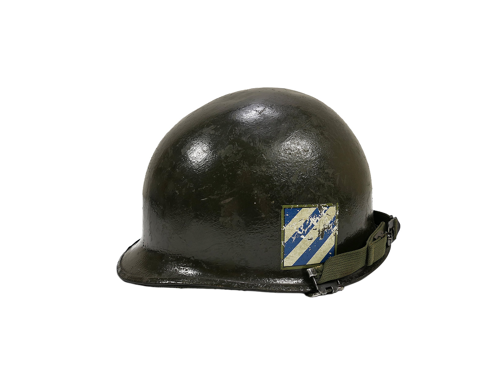 Original US M1 Stahlhelm Vietnam Era mit Original Helm Liner 60s-70s 3rd Infantry Division