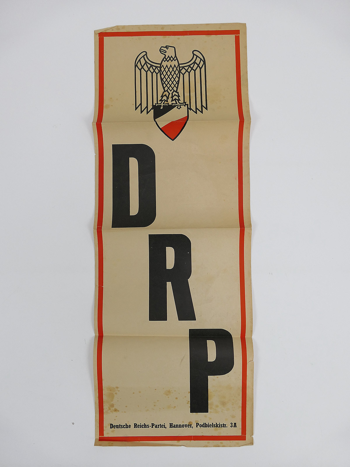 Original Wahlplakat DRP Aushang kleines Plakat Deutsche Reichs Partei 21x 60cm