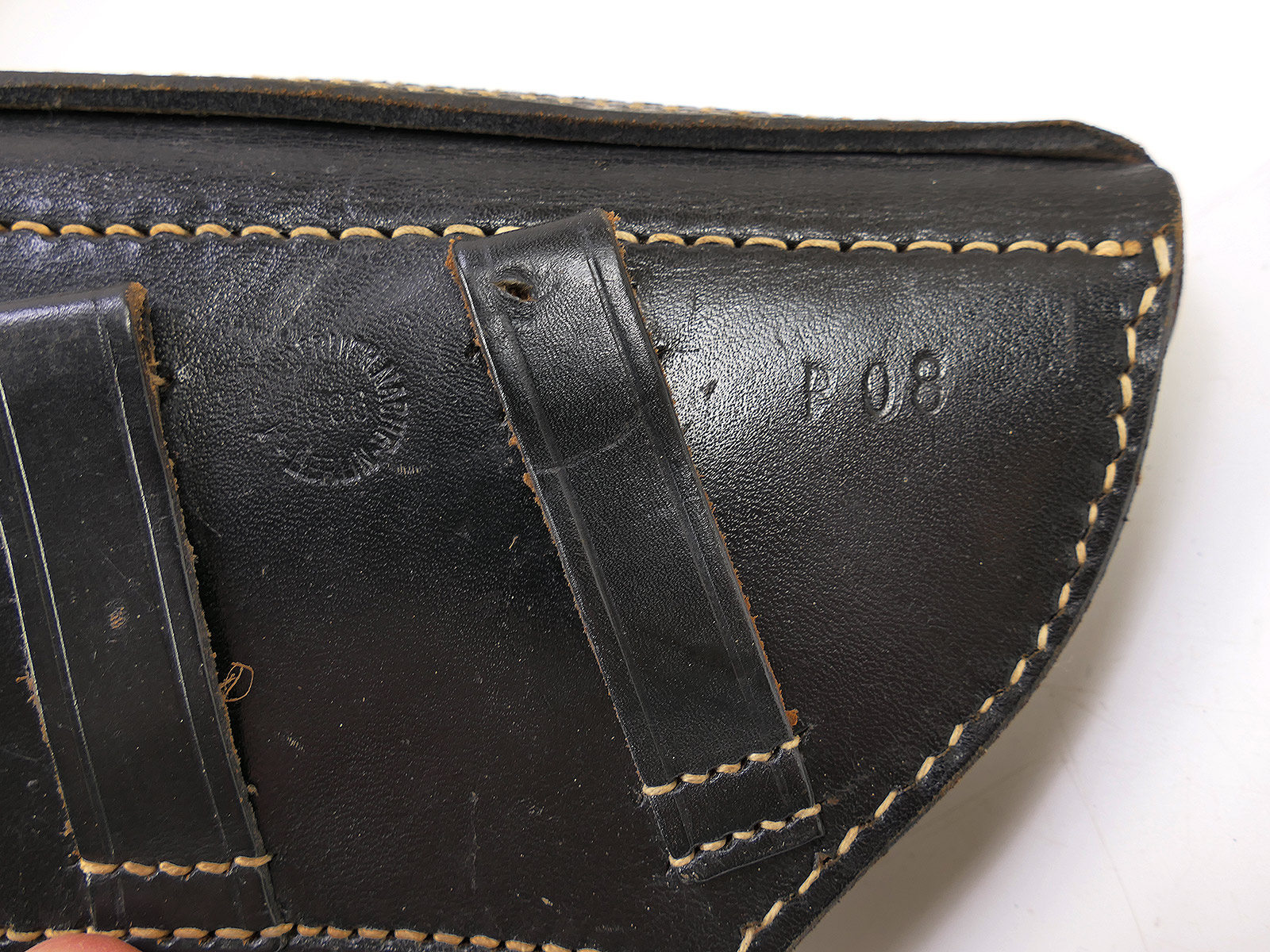 Einzelstück - P08 POLIZEI Holster Koffertasche Lederholster mit P08 Schlüssel Pistolentasche BATTLE WORN