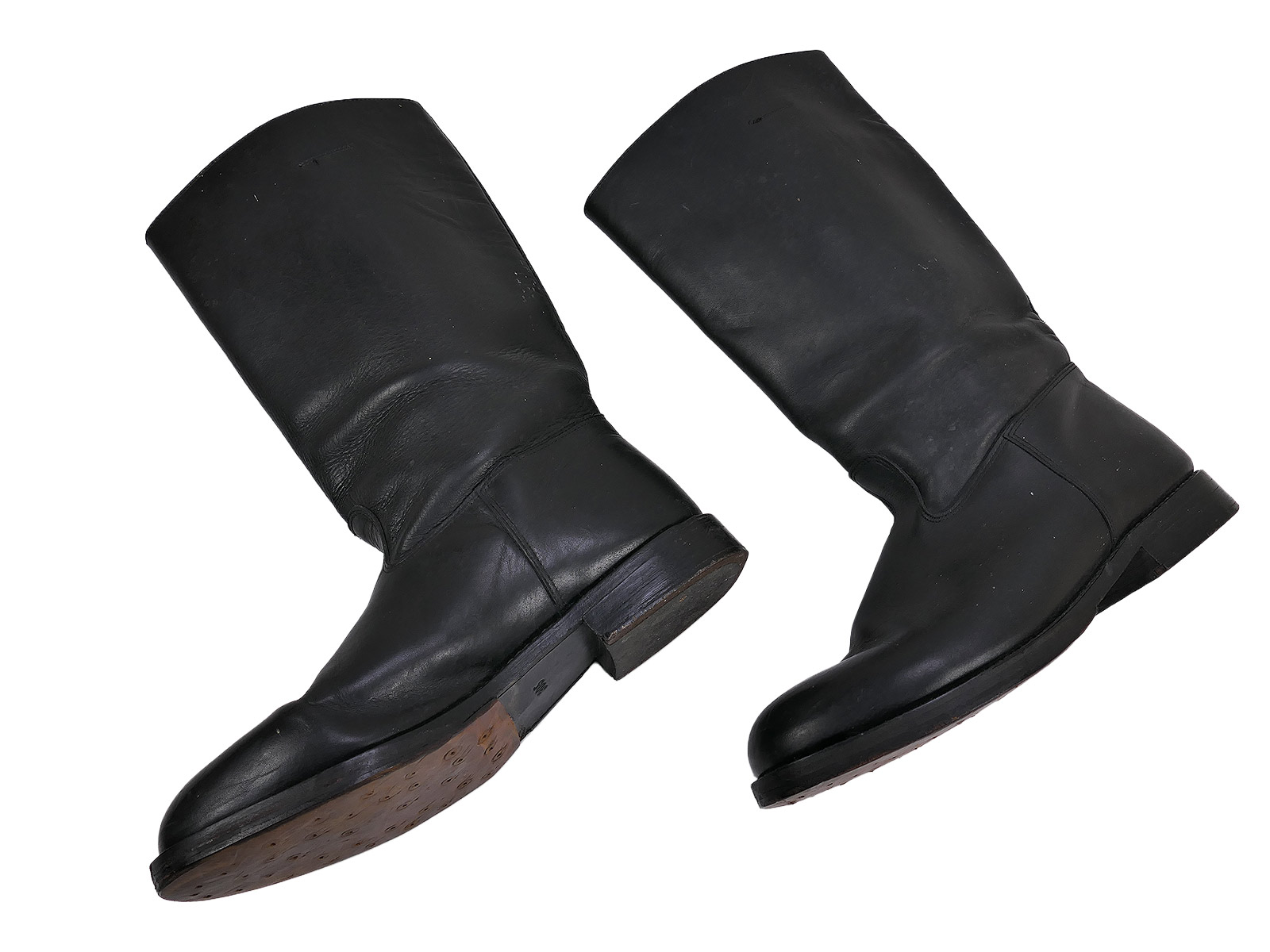 Typ Wehrmacht Leder Stiefel Knobelbecher Schaftstiefel Wachbataillon Gr.47 mit Hufeisen 305/116 TOP