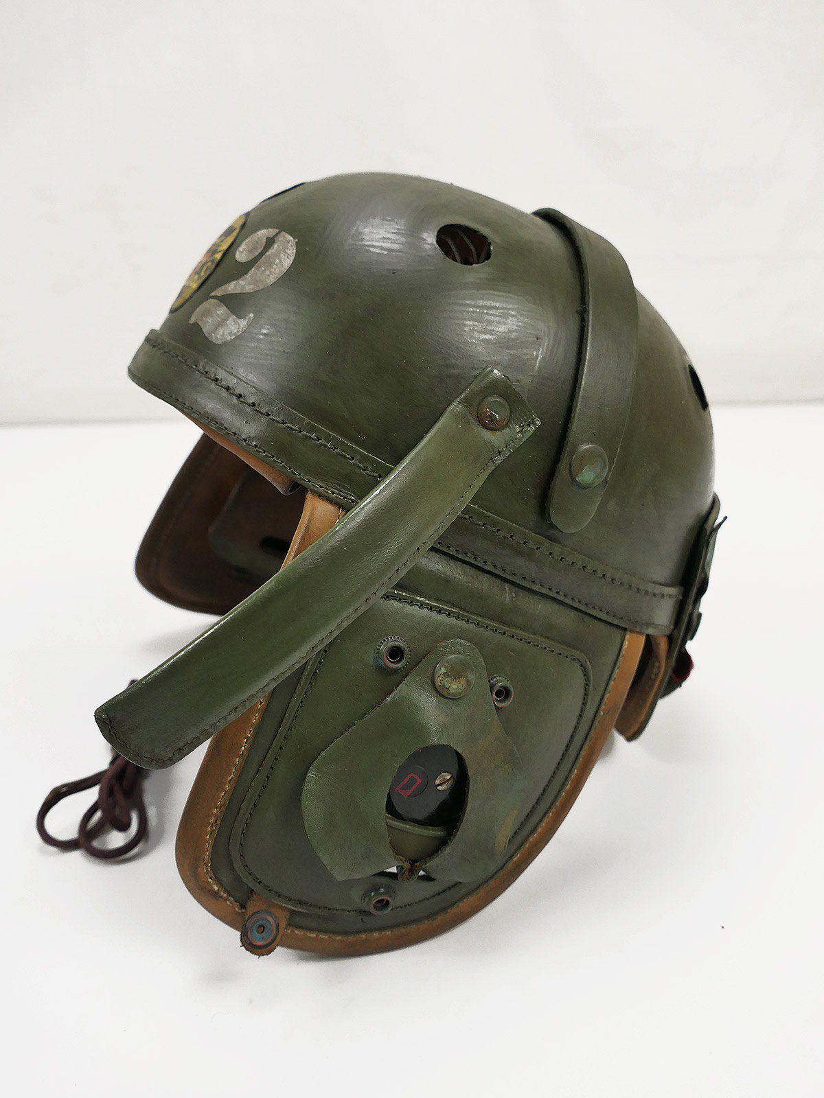 EINZELSTÜCK US WW2 602nd Tank Destroyer HELLCAT Panzer Helm Tanker helmet M-1938 + Kopfhörer