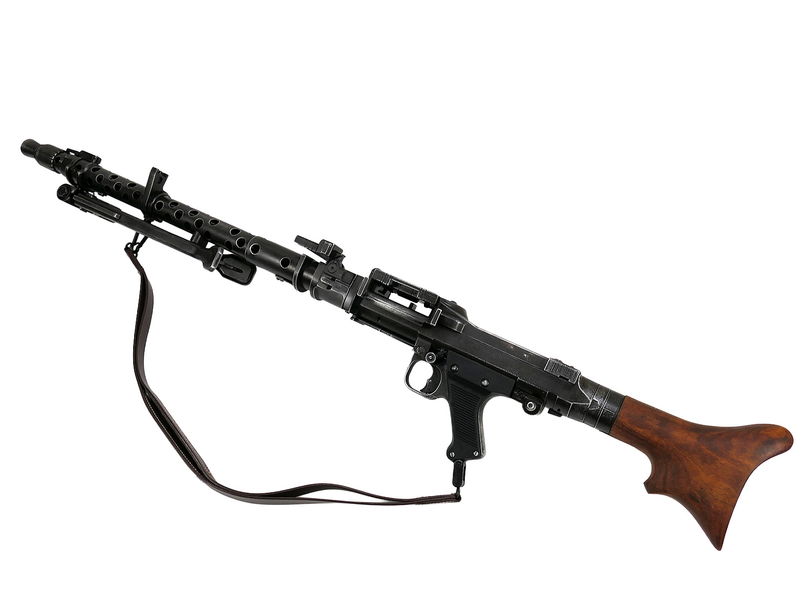 Wehrmacht Maschinengewehr MG34 Deko Modell Filmwaffe Metall mit Holz Schulterstütze und Trageriemen