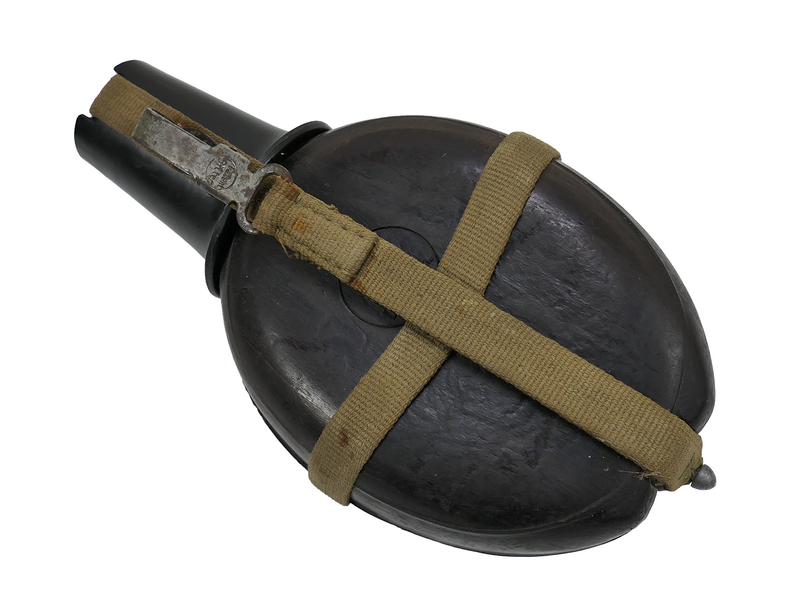 Wehrmacht DAK Afrikakorps Feldflasche Kokosnuss Tropen H.R.E.42 mit Becher COLLECTION BATTLE WORN