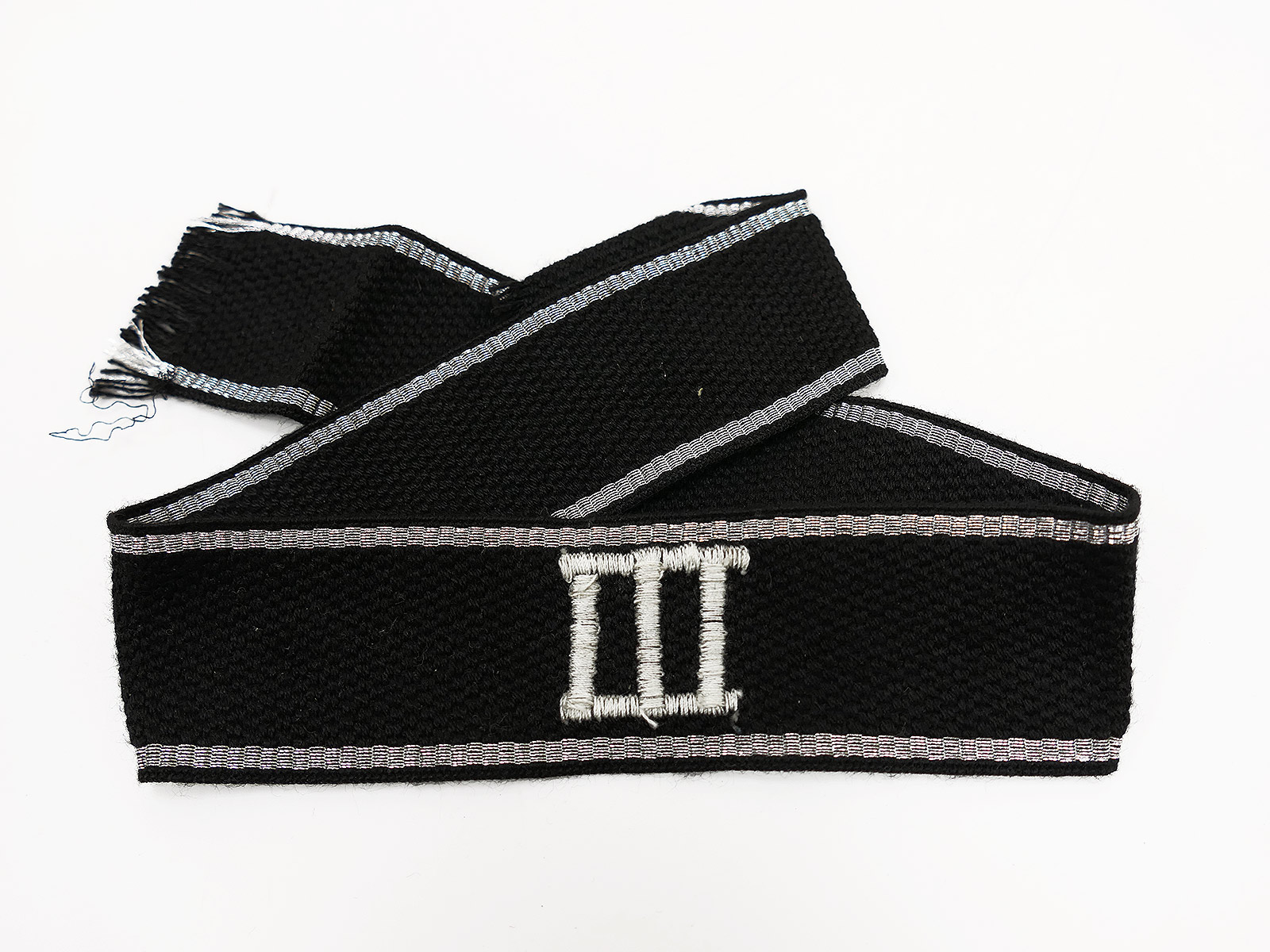 Allgemeine SS Ärmelband " III " Ärmelstreifen gestickt für schwarze Uniform M32