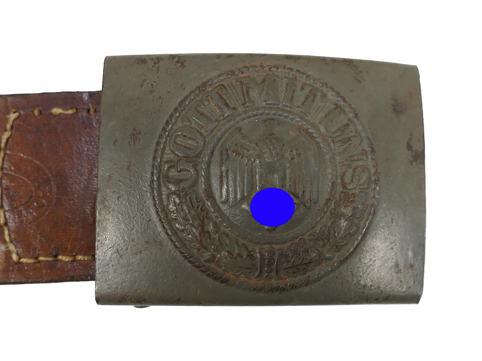 Wehrmacht Koppelschloss C.W. Motz 1941 Brandenburg / Havel mit Lederzunge COLLECTION BATTLE WORN