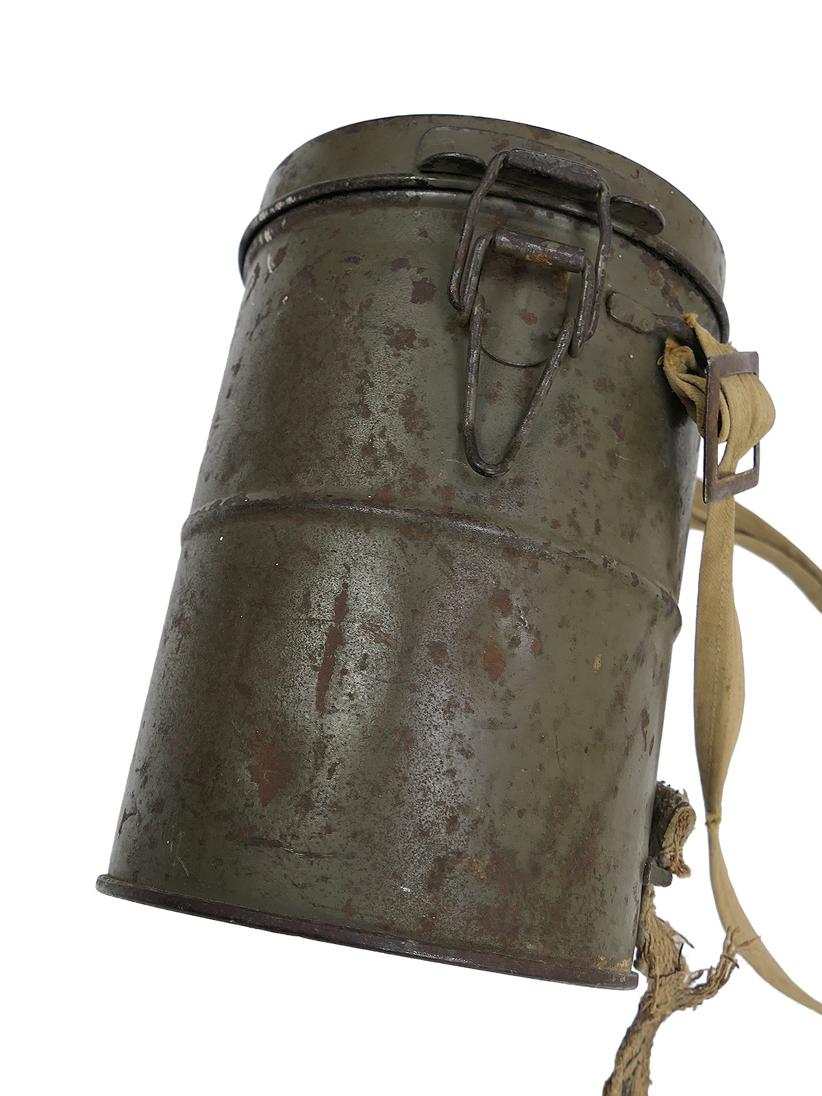 WK1 Original Leder Gasmaske M17 + Filter in Original Bereitschaftsbüchse COLLECTION BATTLE WORN