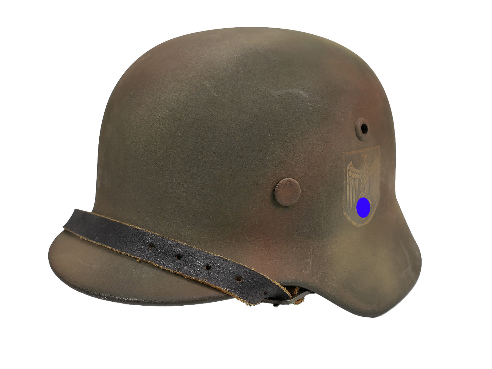 Wehrmacht Tarnhelm M35 Stahlhelm ET64 original Glocke mit antikem Futter u. Kinnriemen